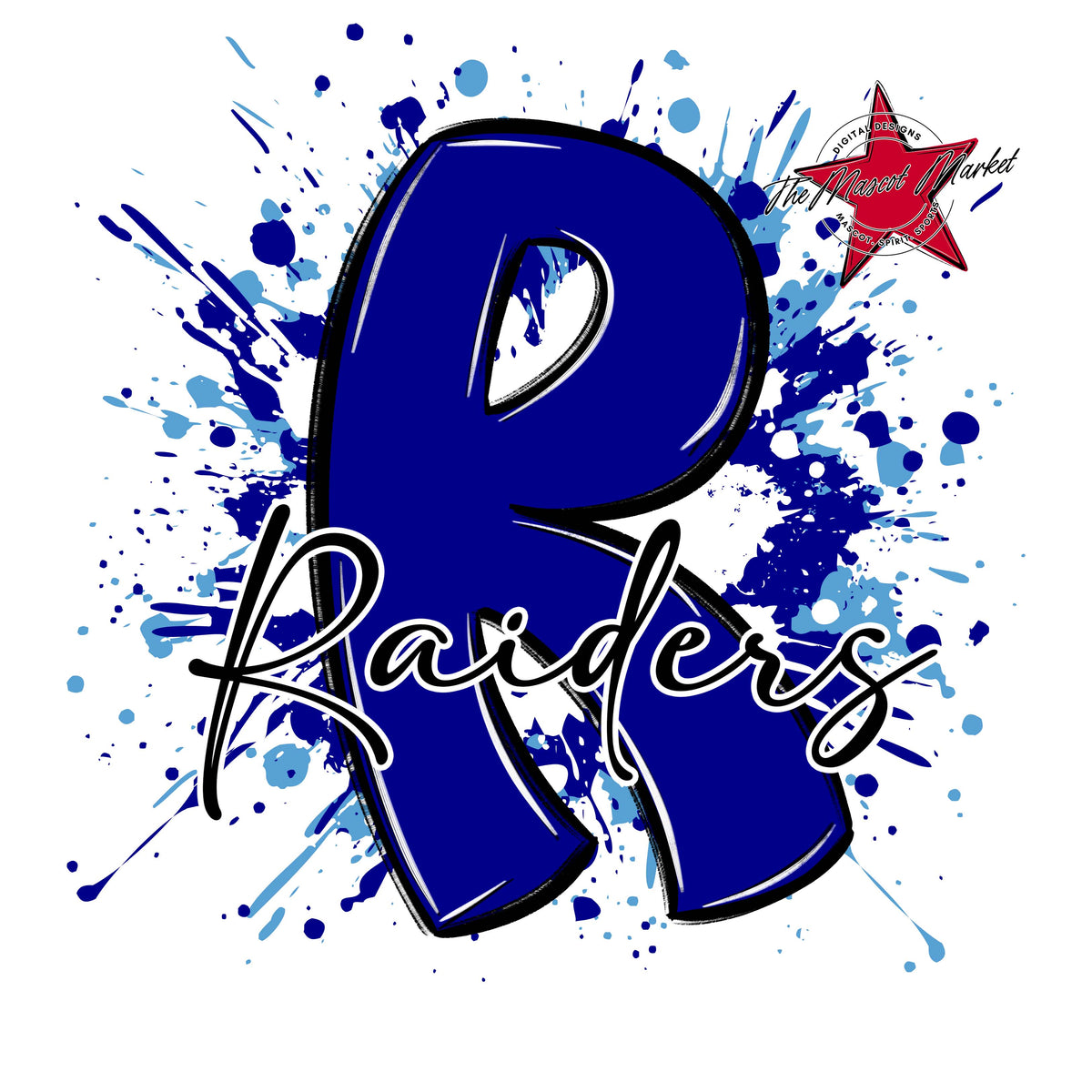 Raiders Mascot Splatter-Blue & Carolina Blue