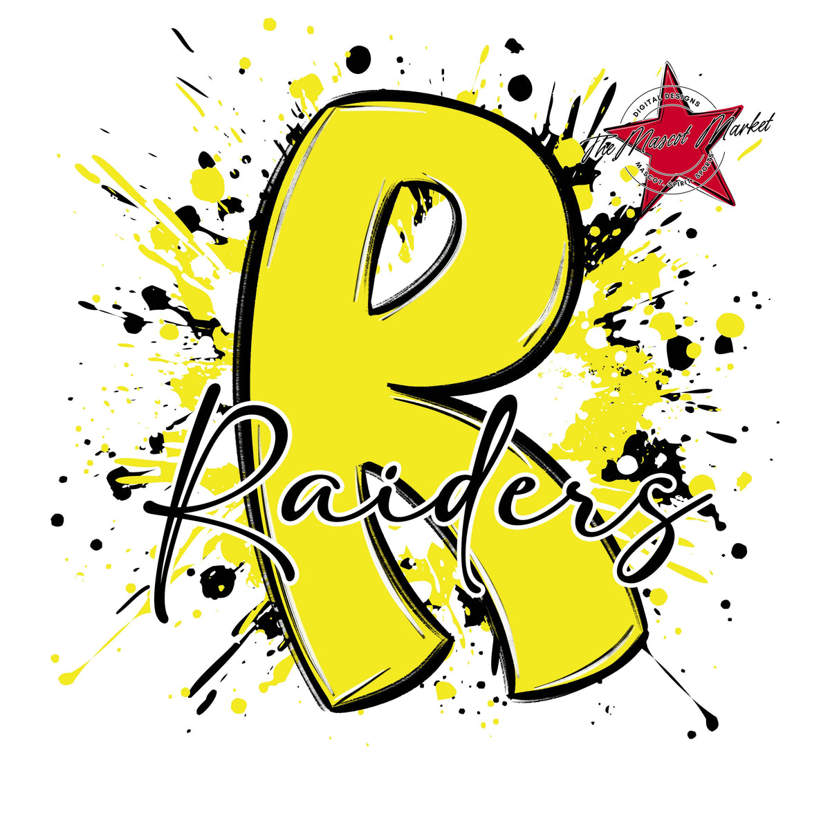Raiders Mascot Splatter-Bright Yellow