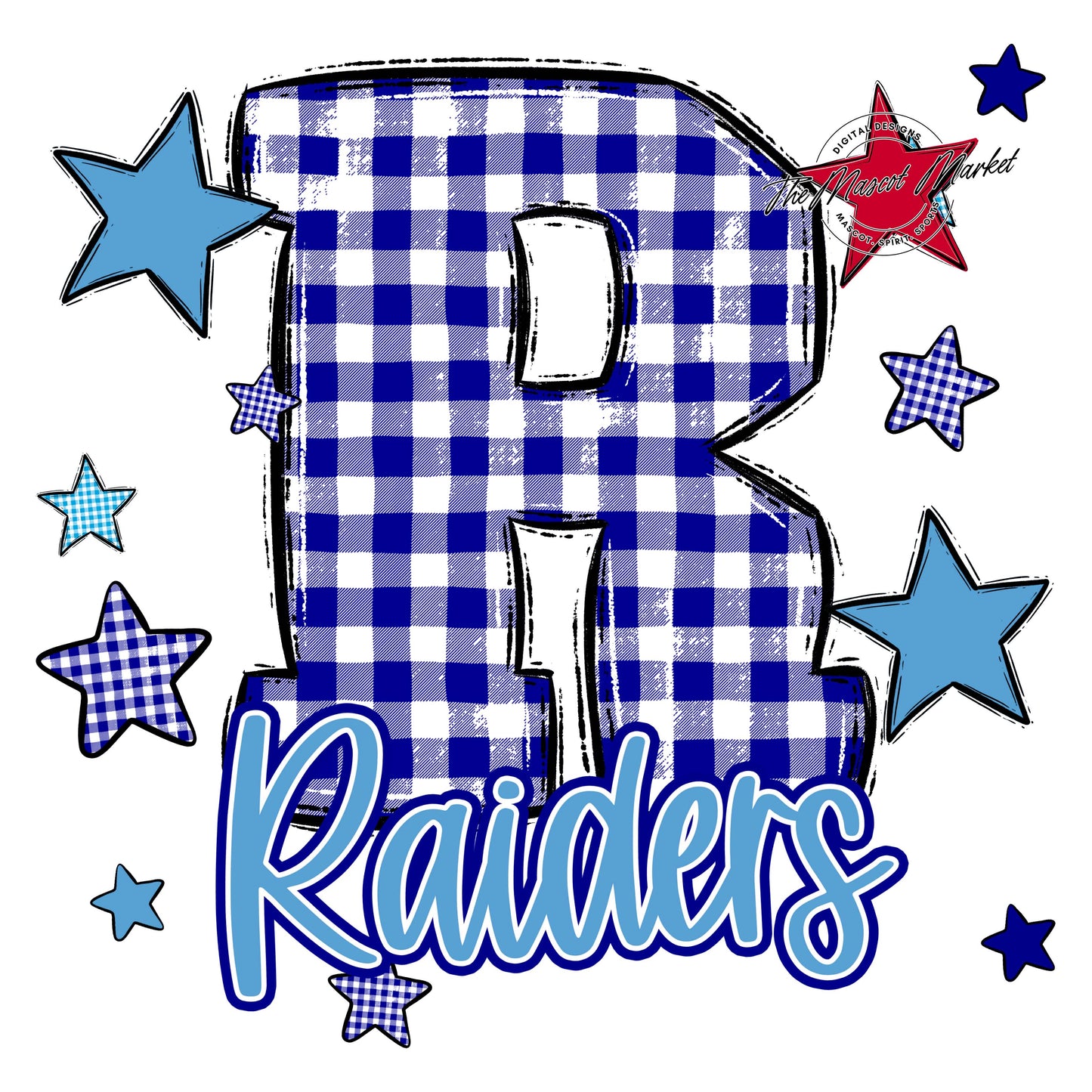 Raiders Plaid Star Design-Blue & Carolina Blue