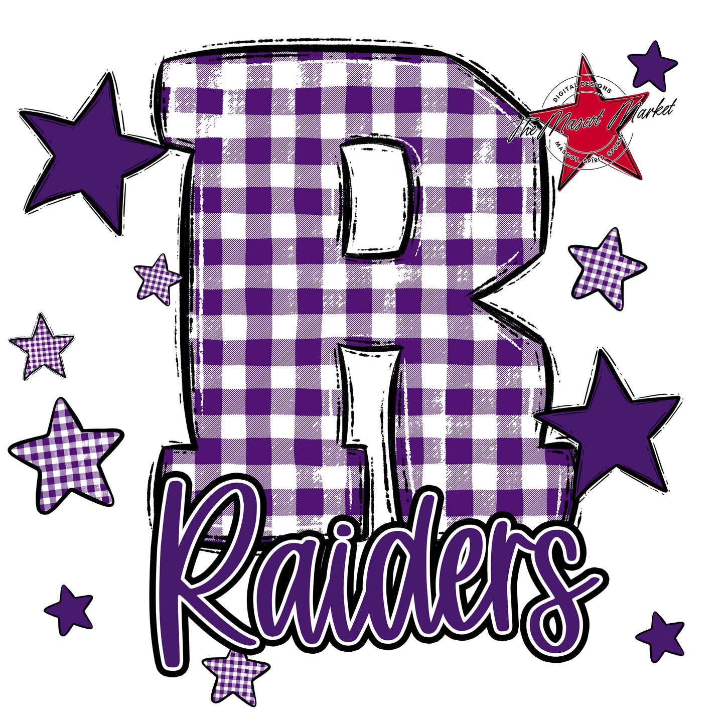 Raiders Plaid Star Design-Purple