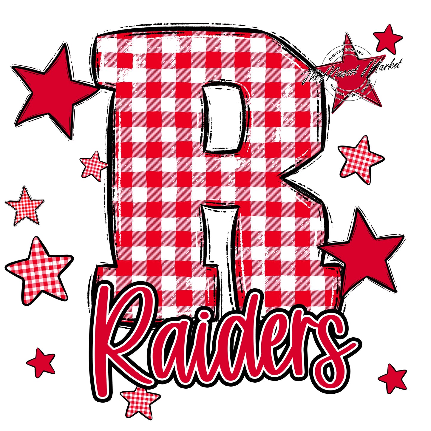Raiders Plaid Star Design-Red
