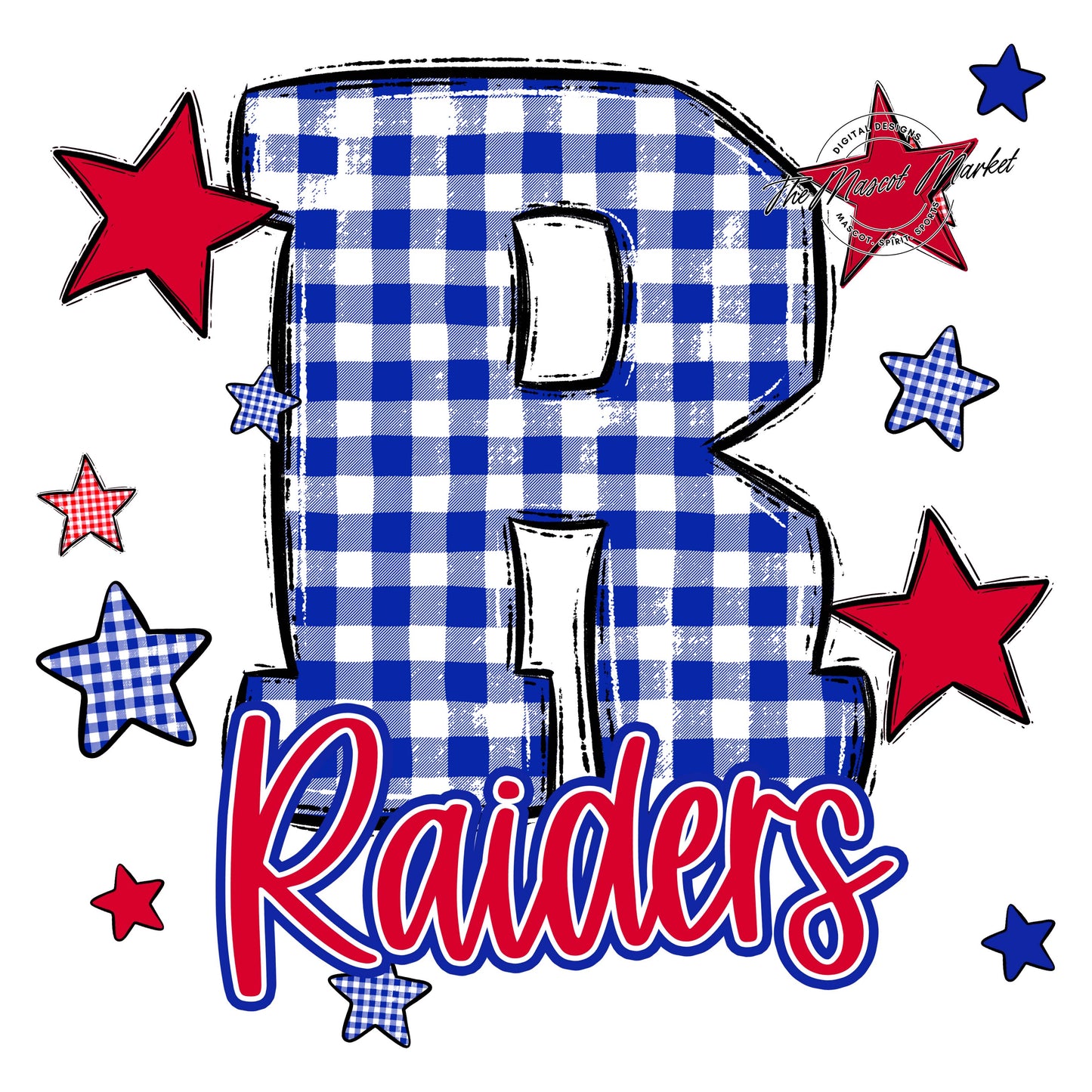 Raiders Plaid Star Design-Royal Blue & Red