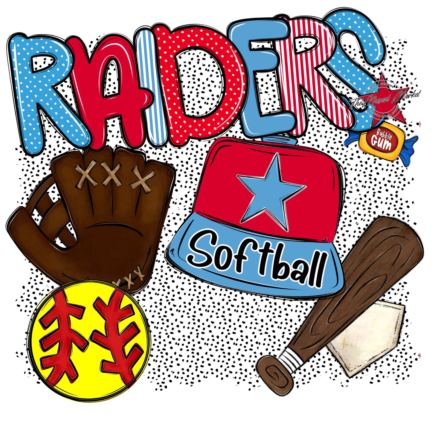 Raiders Softball Spirit-Carolina Blue & Red