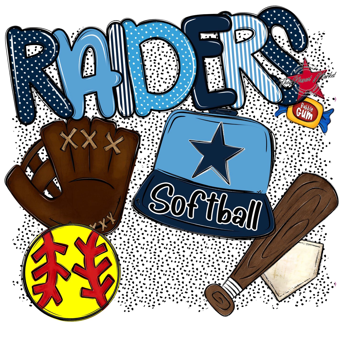 Raiders Softball Spirit-Navy & Carolina Blue