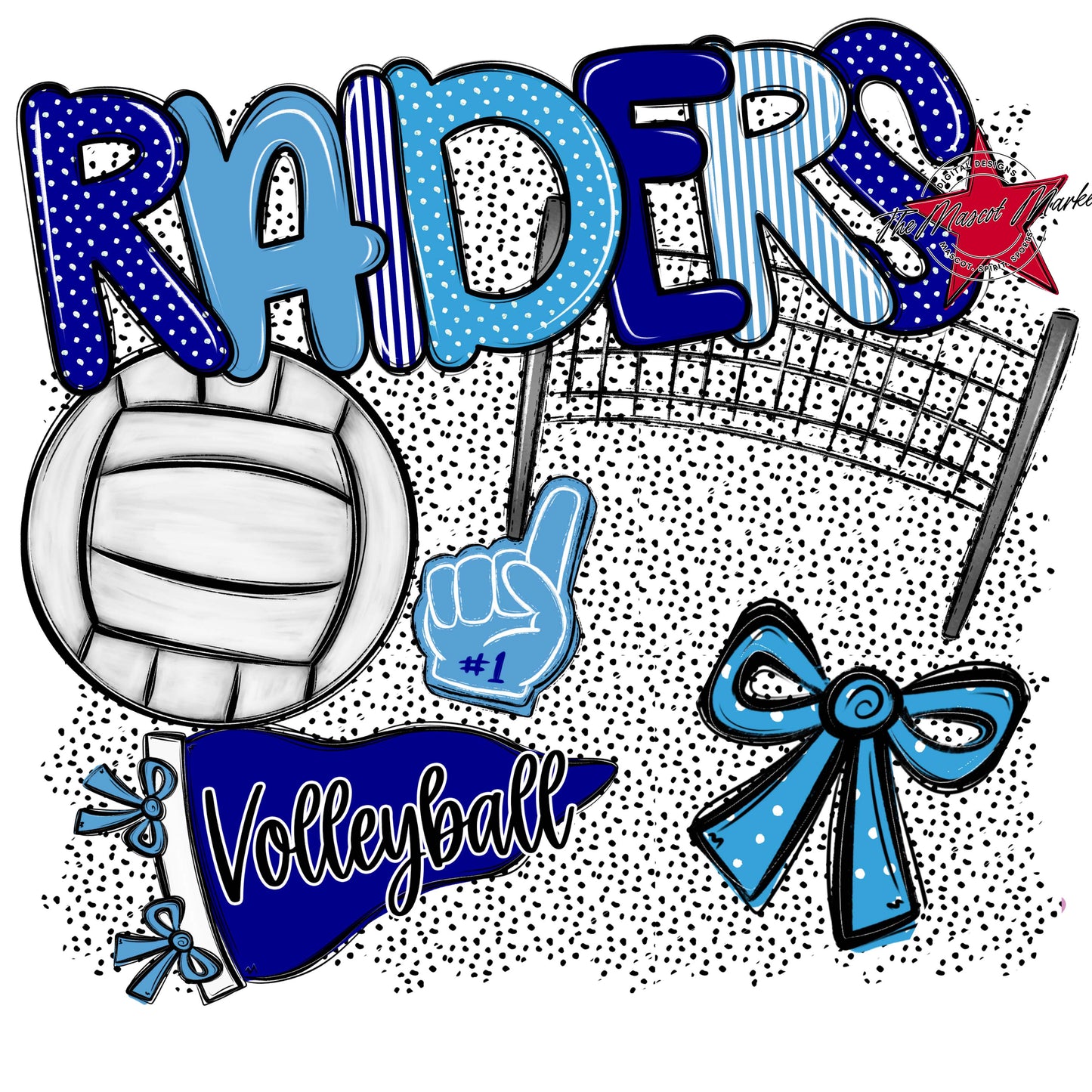 Raiders Volleyball Spirit-Blue & Carolina Blue