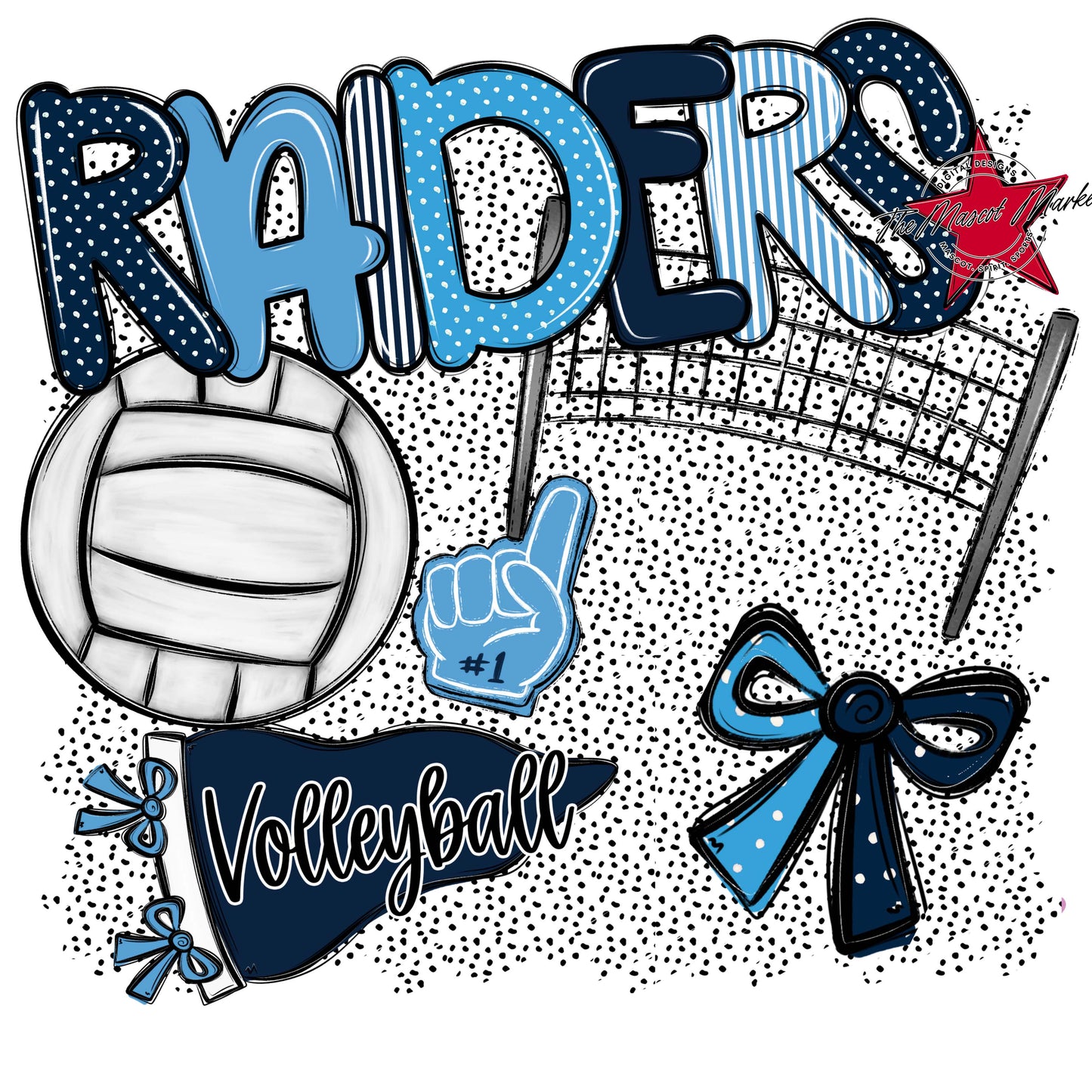 Raiders Volleyball Spirit-Navy & Carolina Blue
