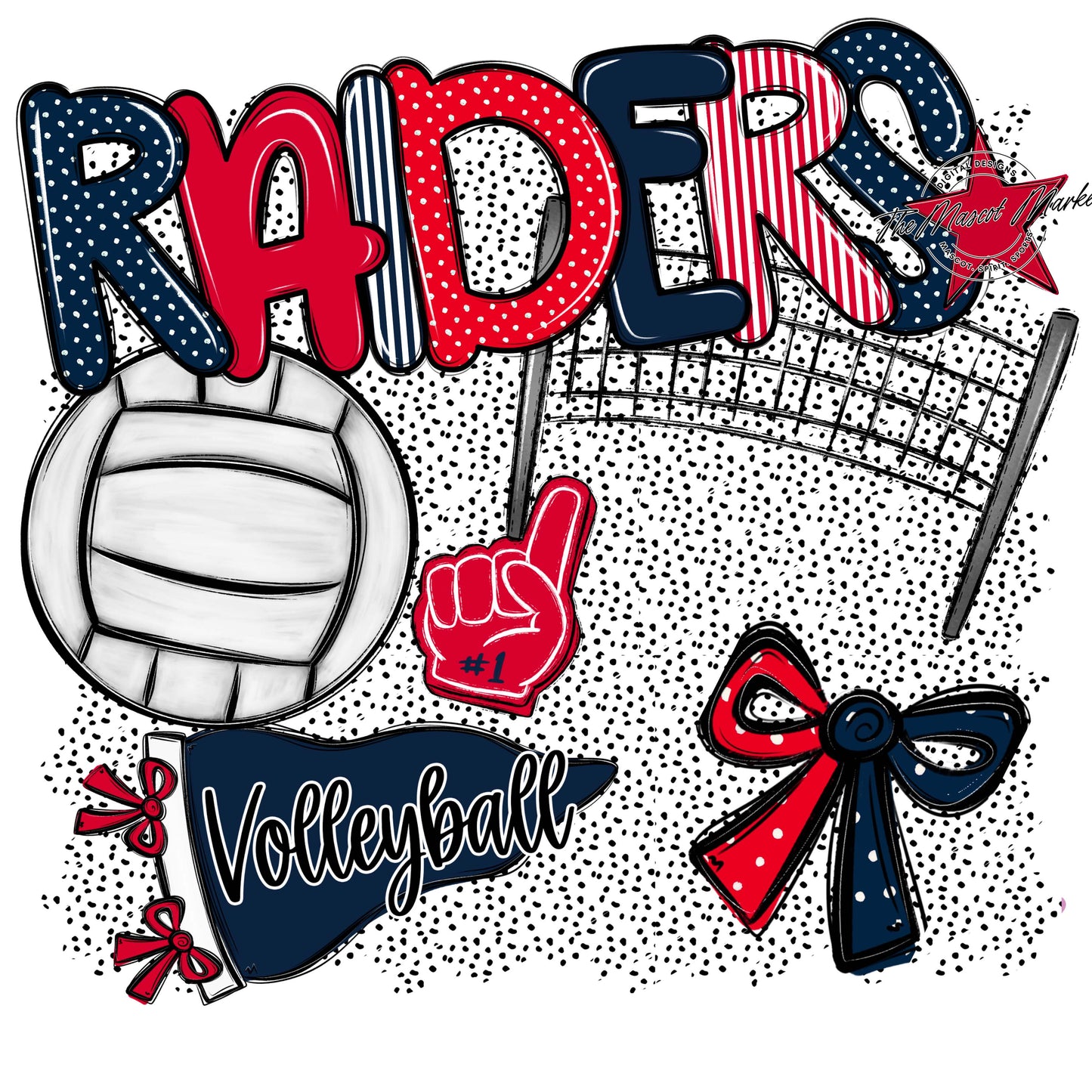 Raiders Volleyball Spirit-Navy & Red