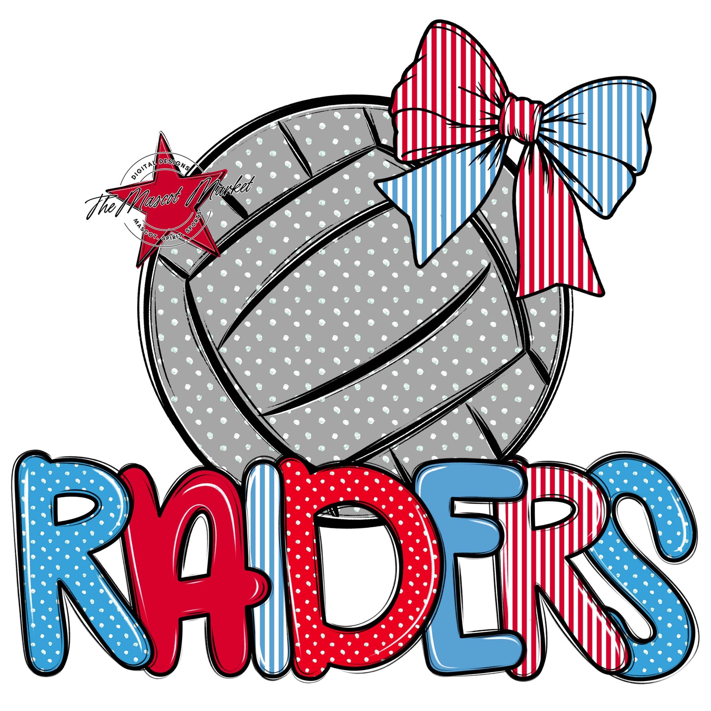 Raiders Volleyball Spirit Design-Carolina Blue & Red