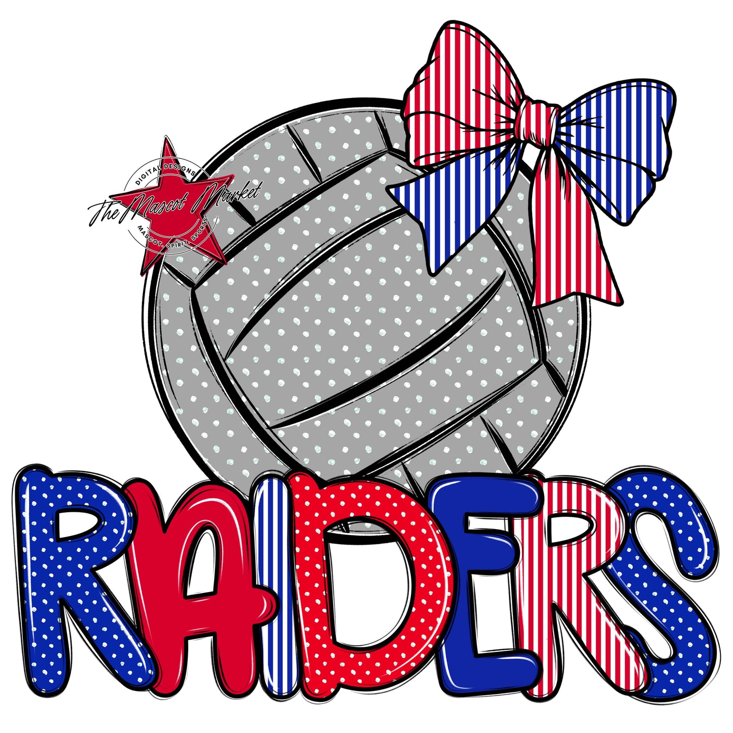 Raiders Volleyball Spirit Design-Royal Blue & Red