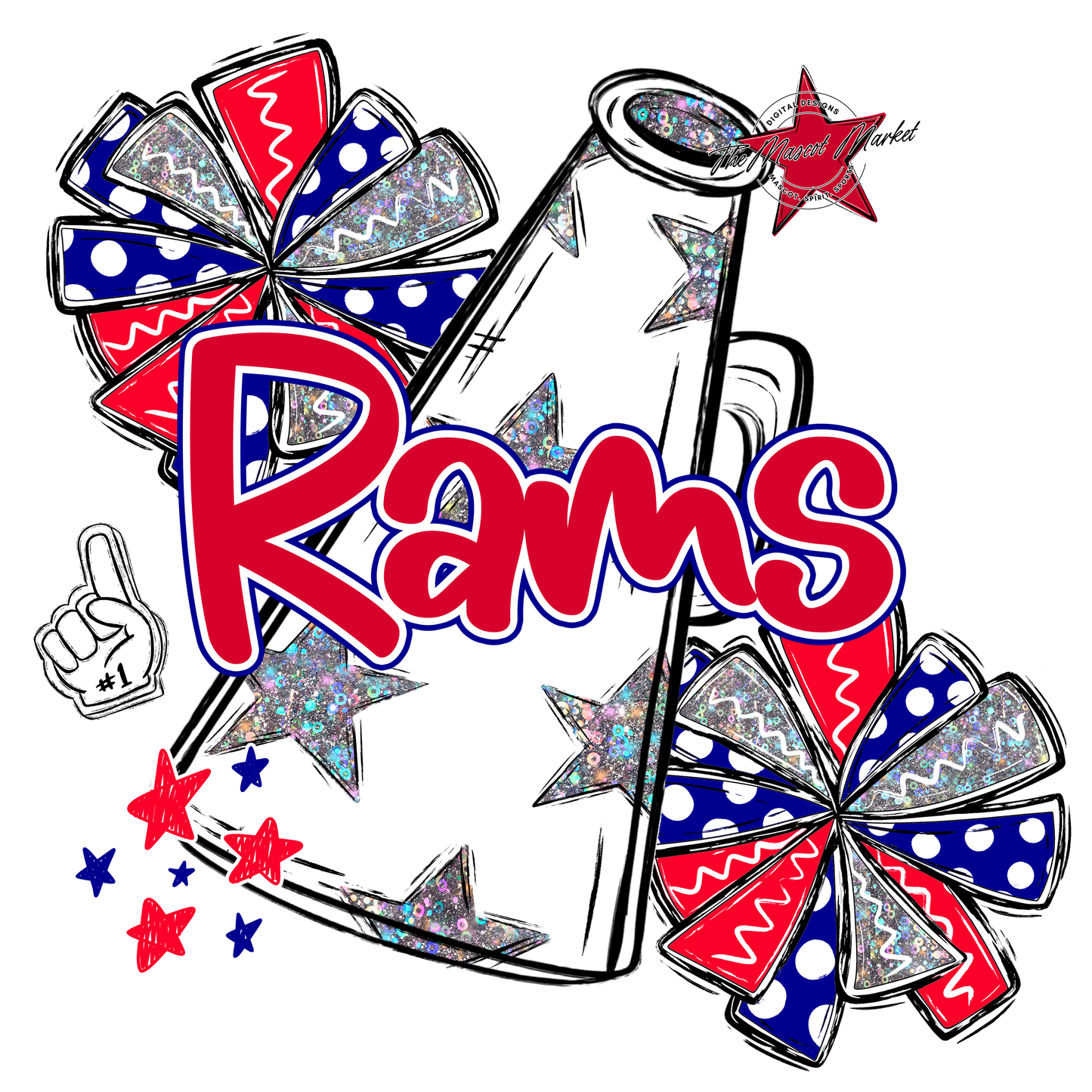 Rams Alpha Megaphone Design-Blue-Red
