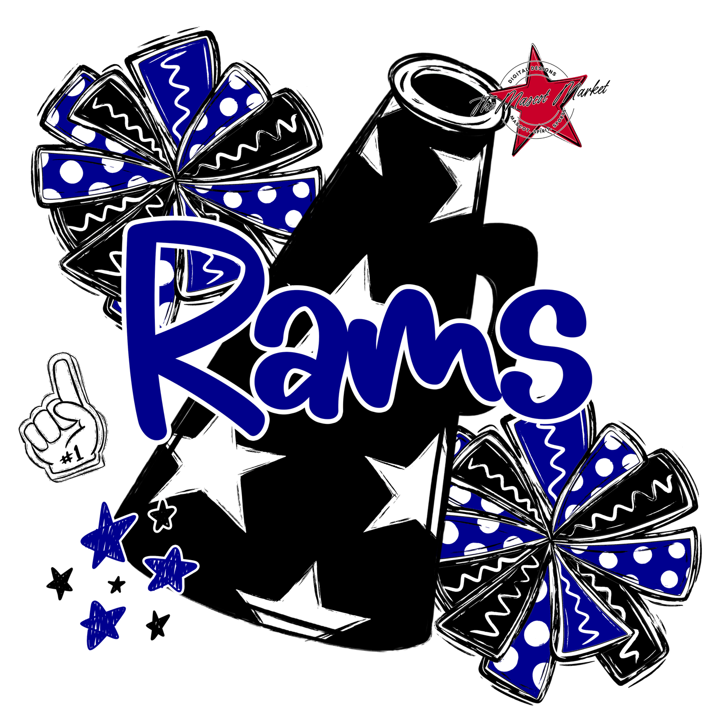 Rams Alpha Megaphone Design-Blue