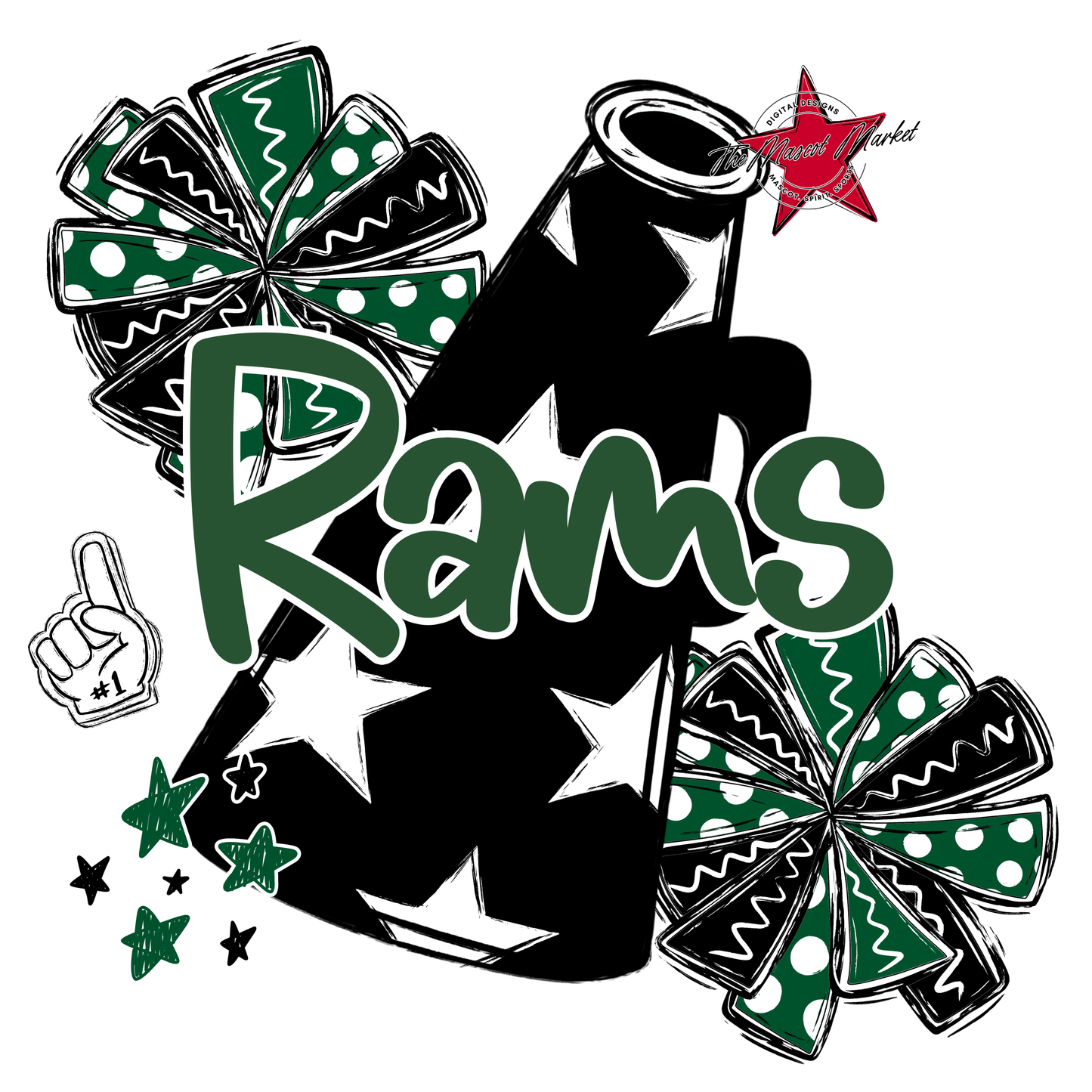 Rams Alpha Megaphone Design-Green