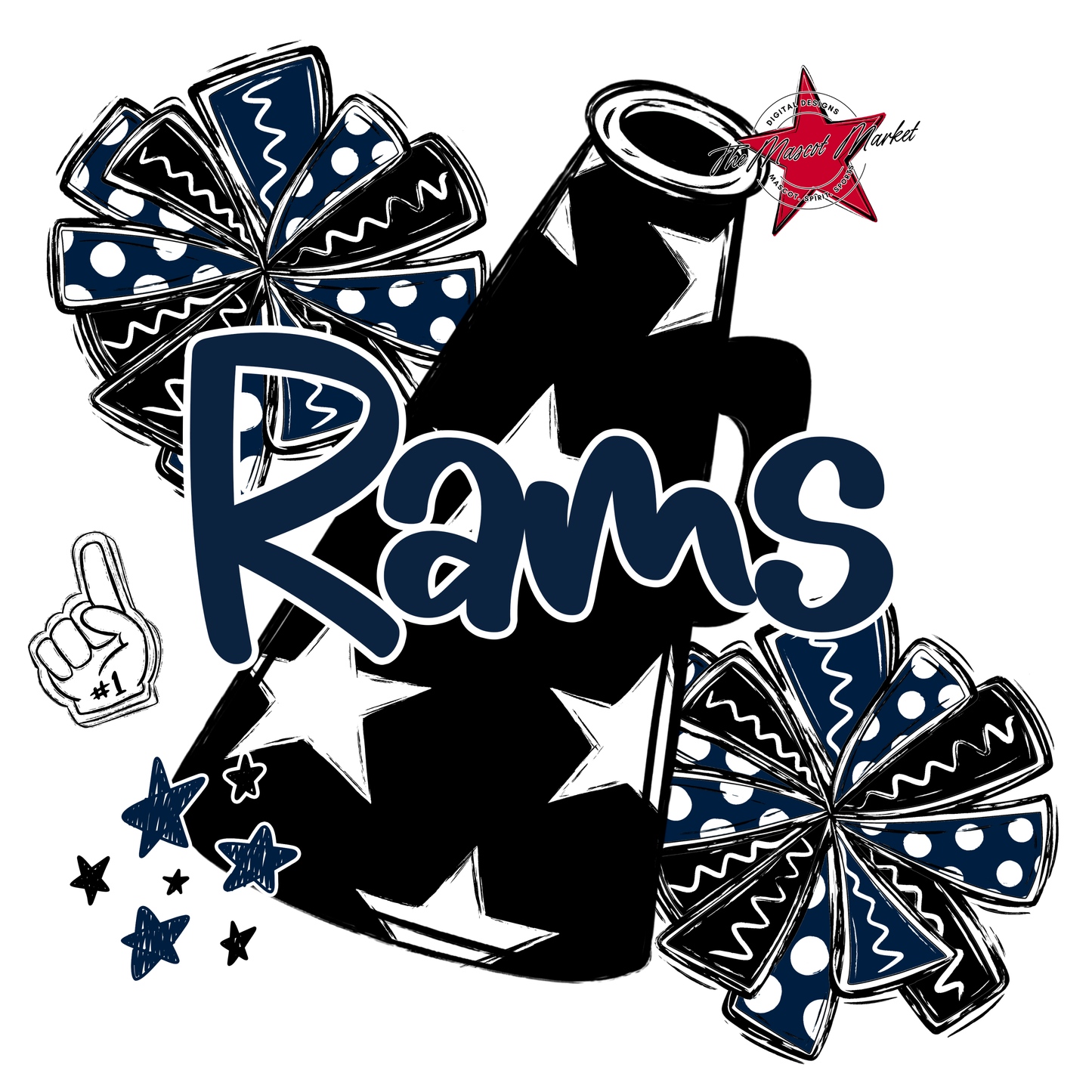 Rams Alpha Megaphone Design-Navy