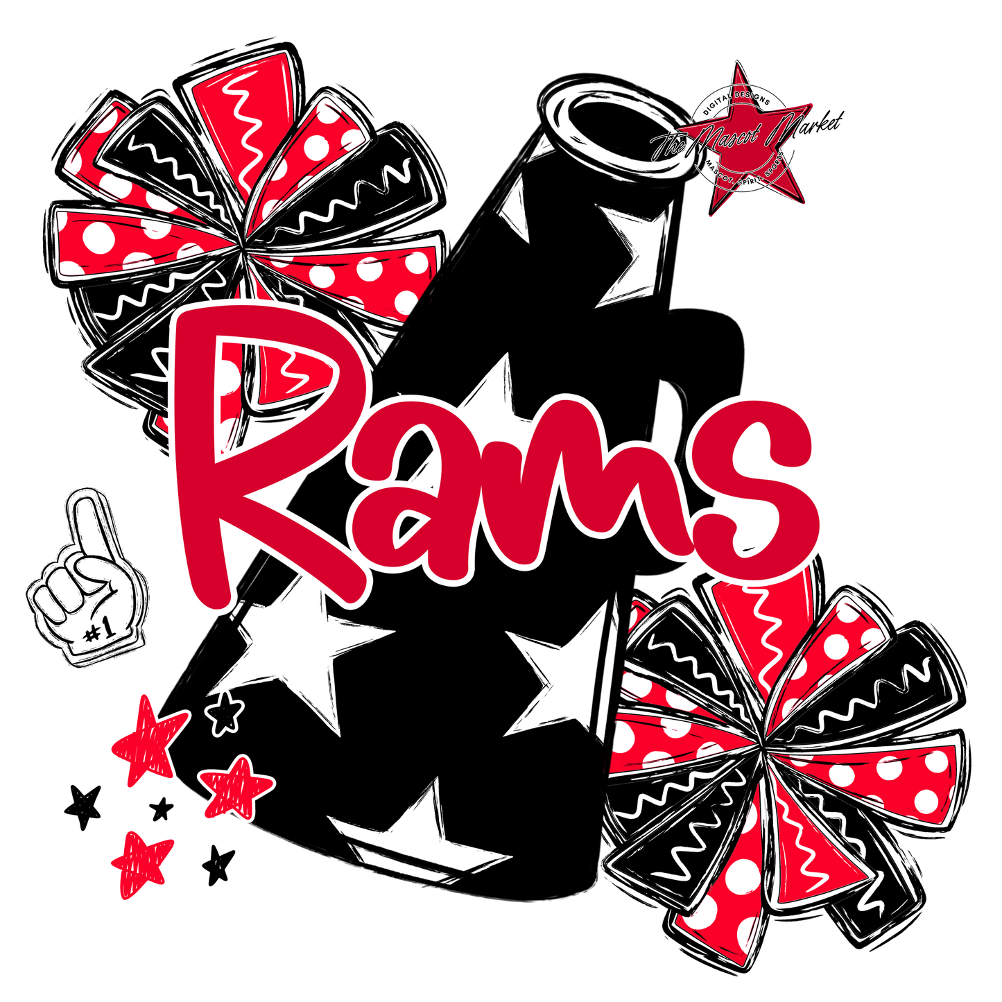 Rams Alpha Megaphone Design-Red