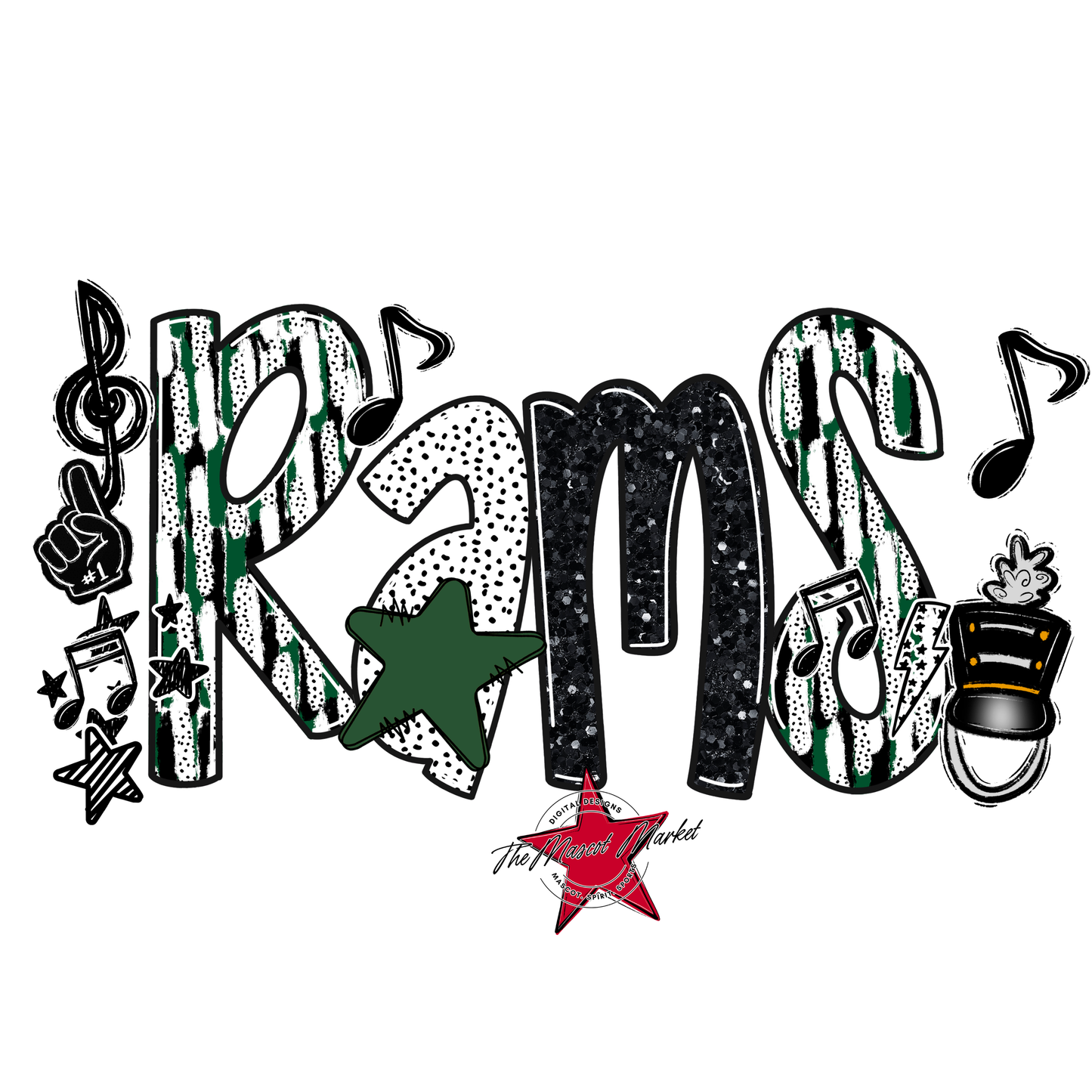 Rams Band Scrape-Green