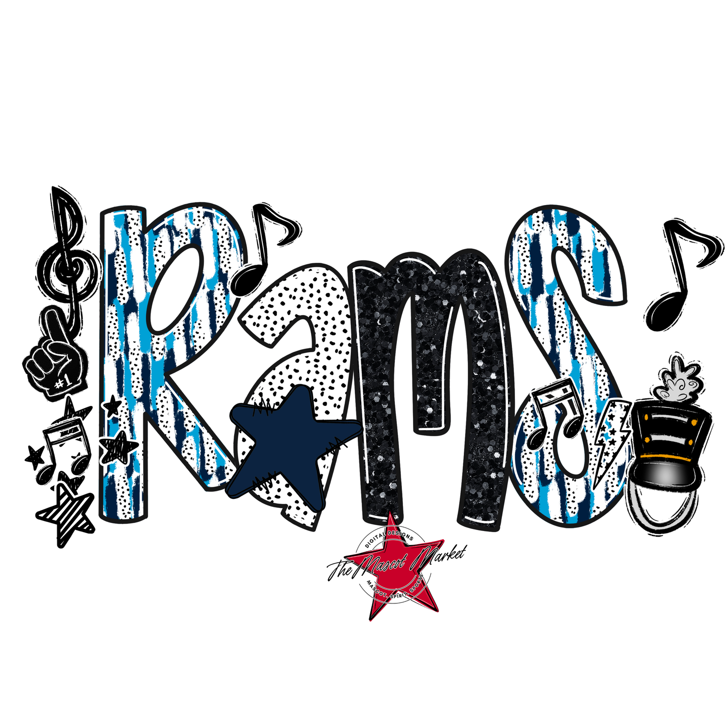 Rams Band Scrape-Navy-Carolina Blue