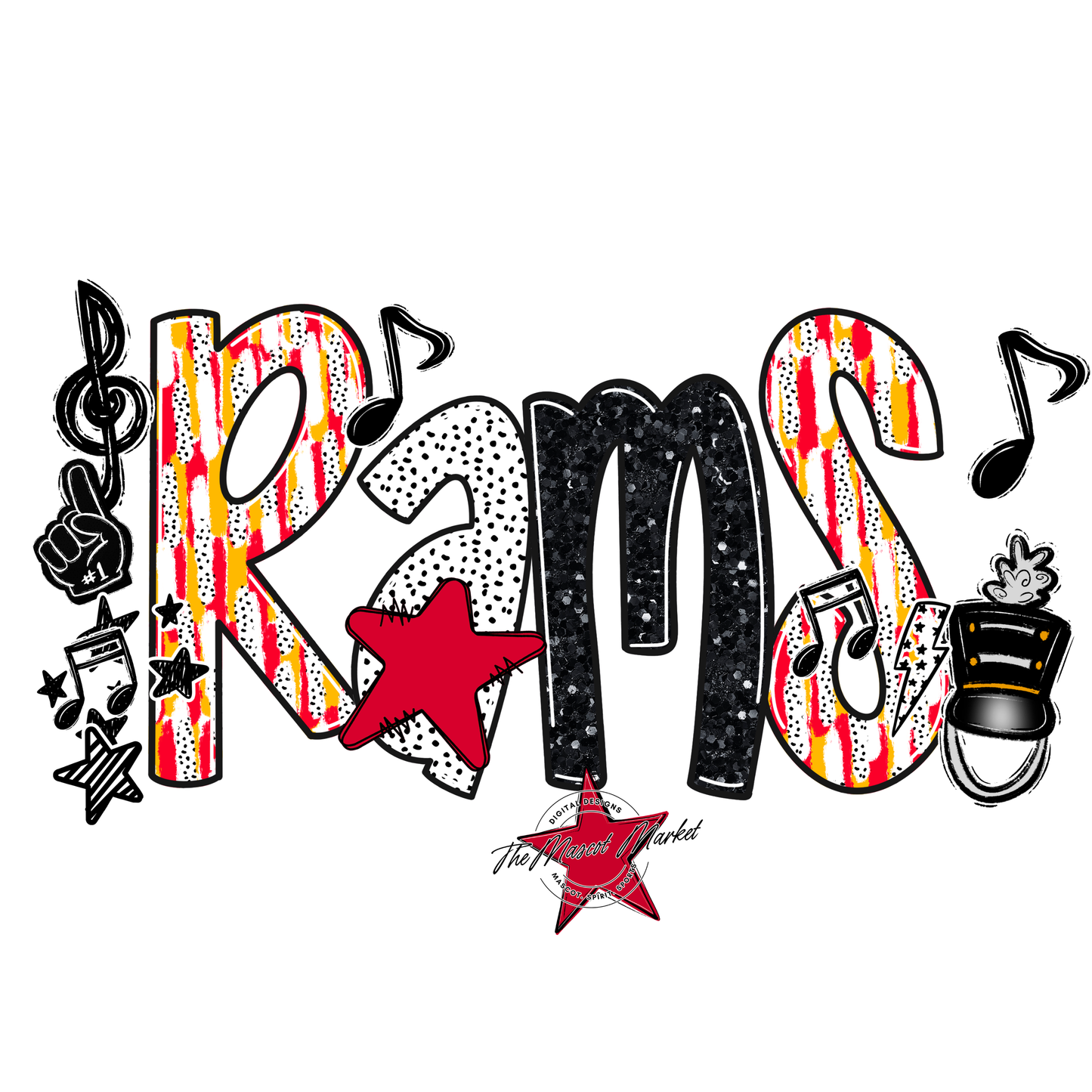 Rams Band Scrape-Red-Yellow