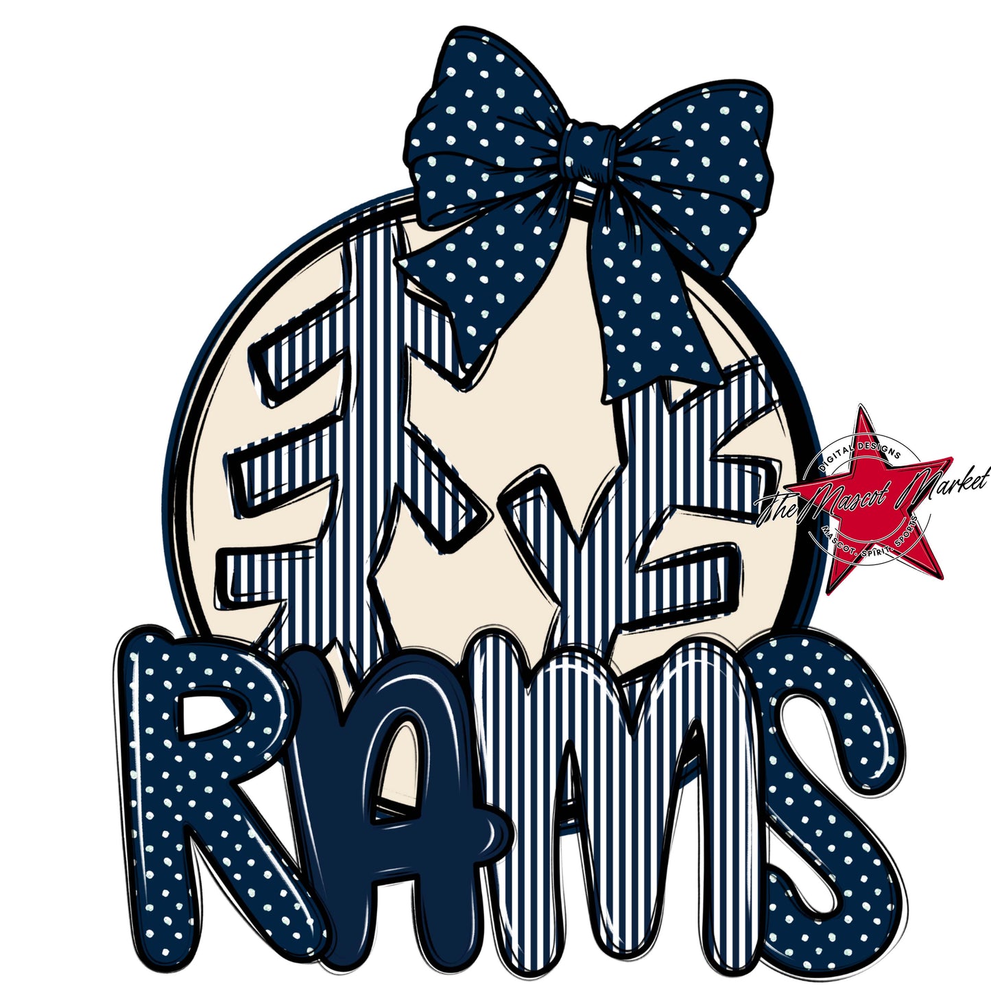 Rams Baseball-Softball Spirit Design-Navy