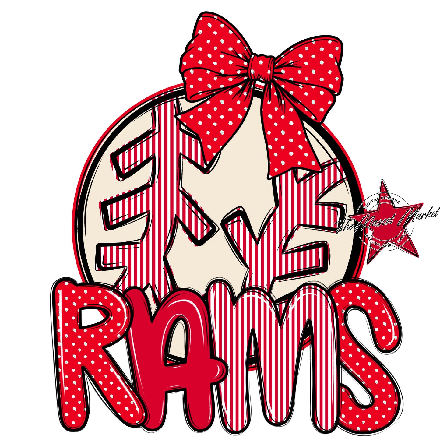 Rams Baseball-Softball Spirit Design-Red