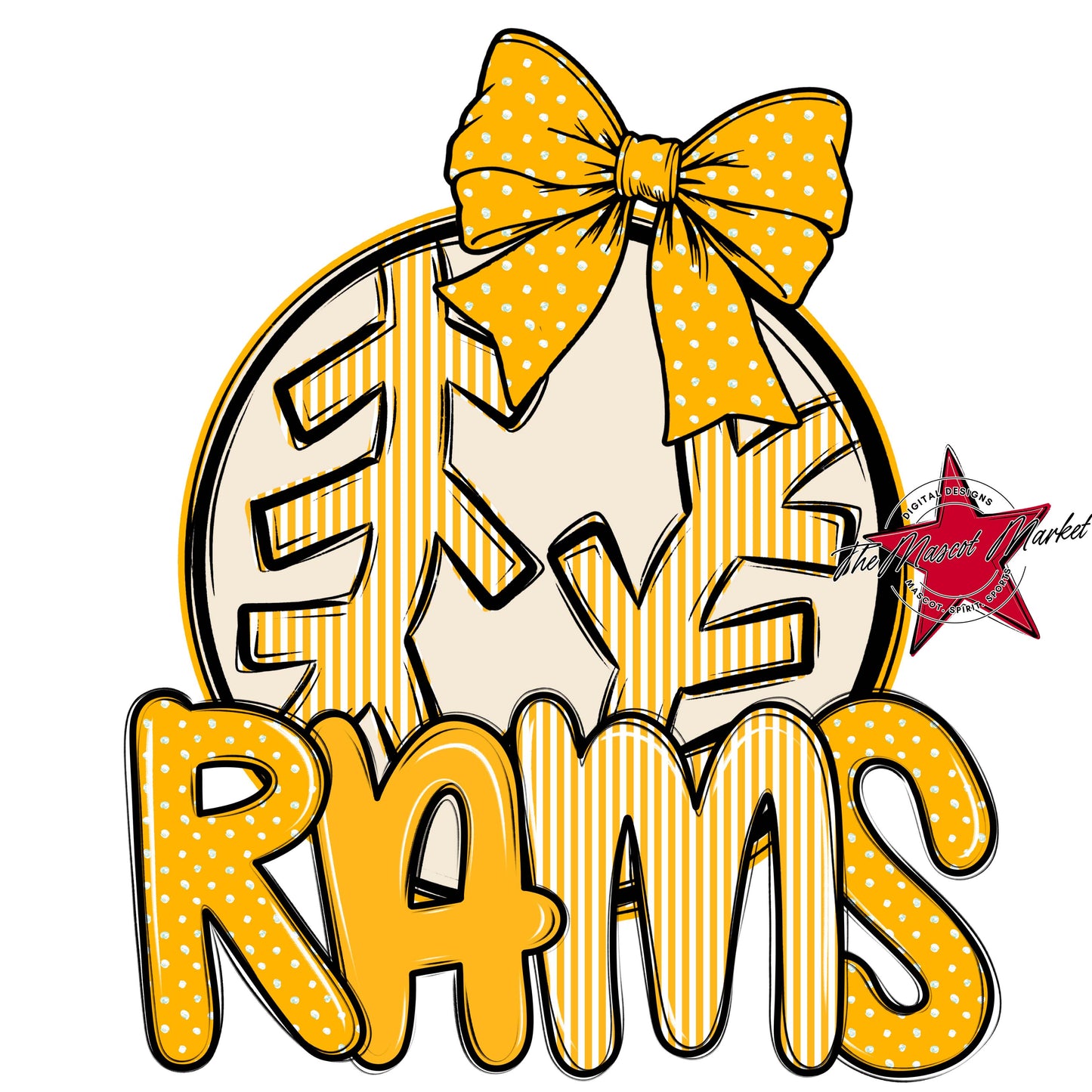 Rams Baseball-Softball Spirit Design-Yellow