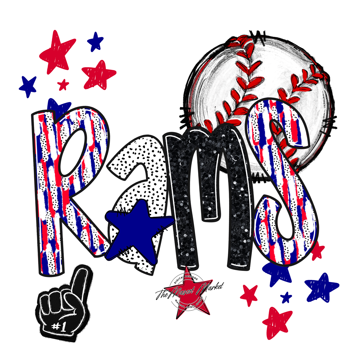 Rams Baseball Scrape-Blue-Red