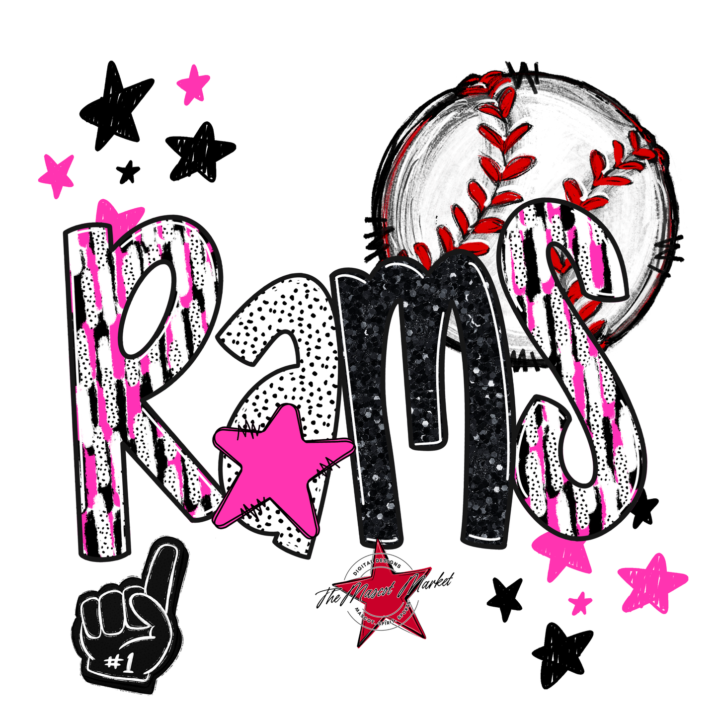 Rams Baseball Scrape-Pink