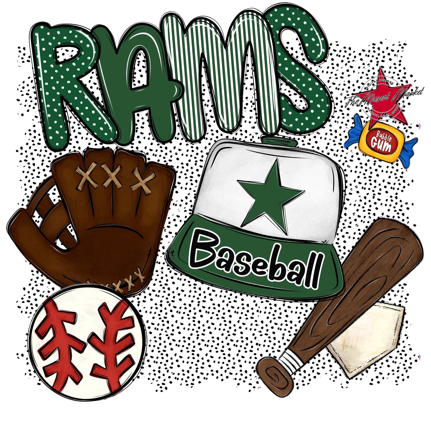 Rams Baseball Spirit-Green