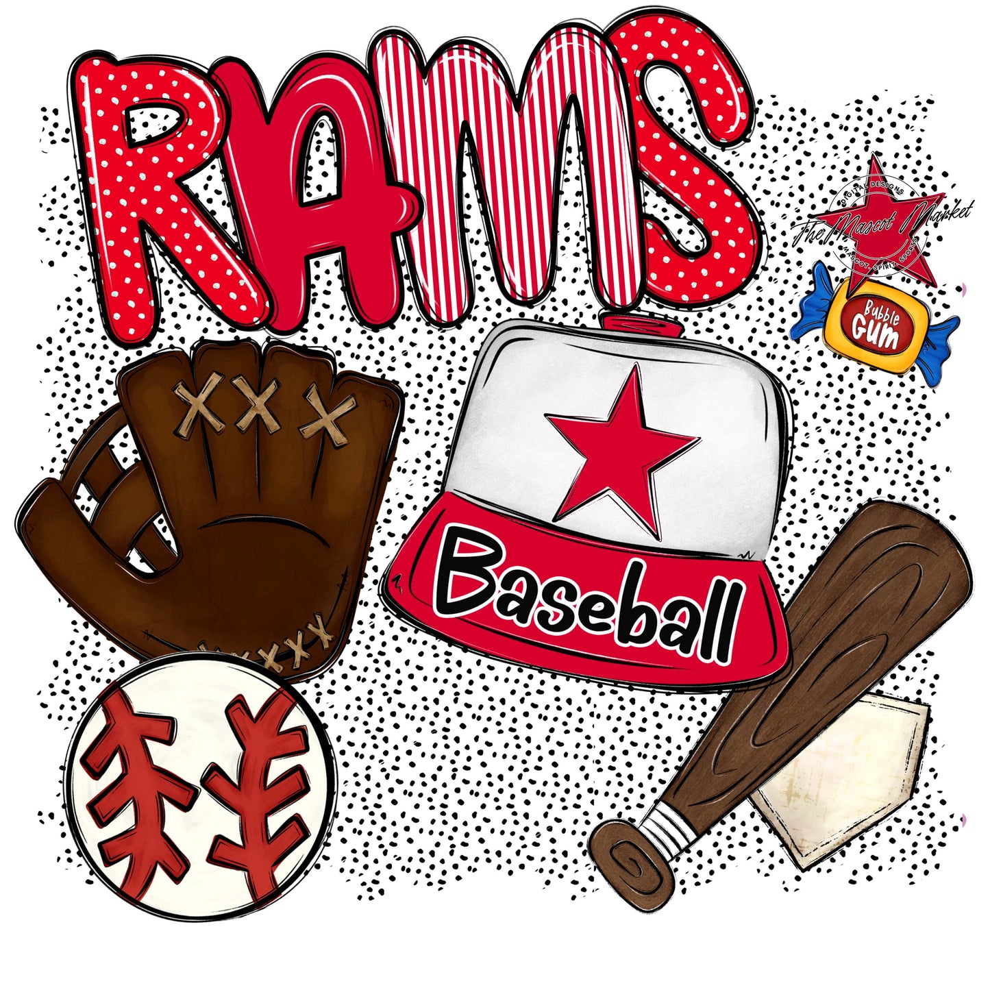 Rams Baseball Spirit-Red