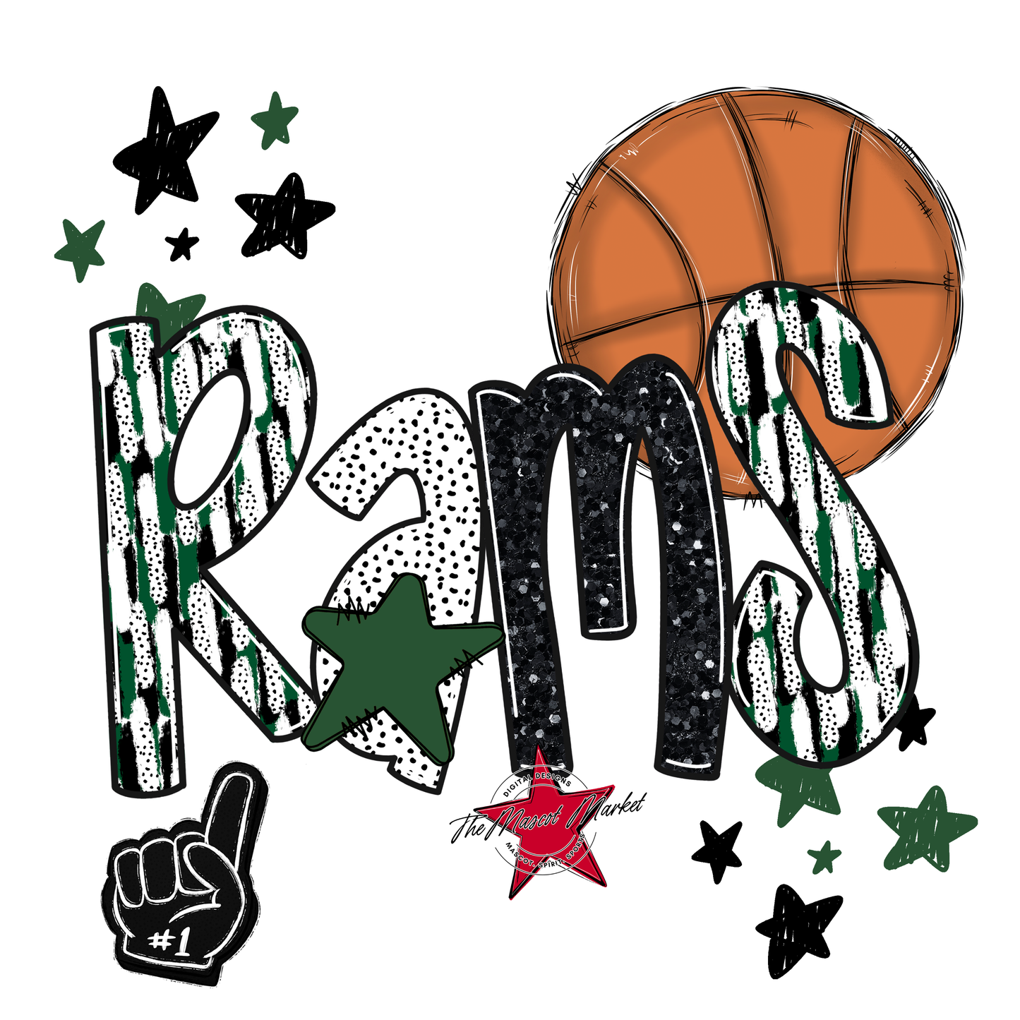 Rams Basketball Scrape-Green