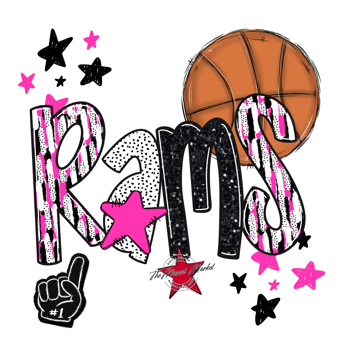 Rams Basketball Scrape-Pink