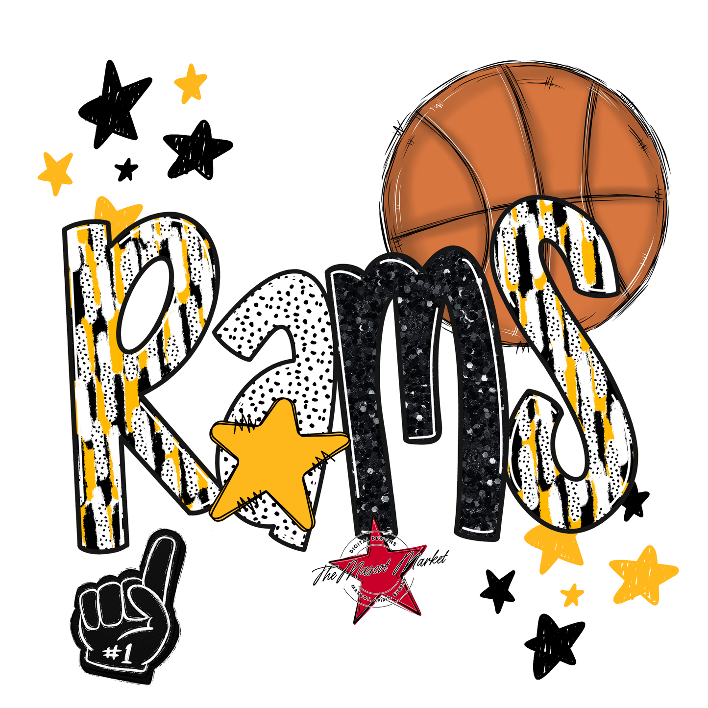 Rams Basketball Scrape-Yellow