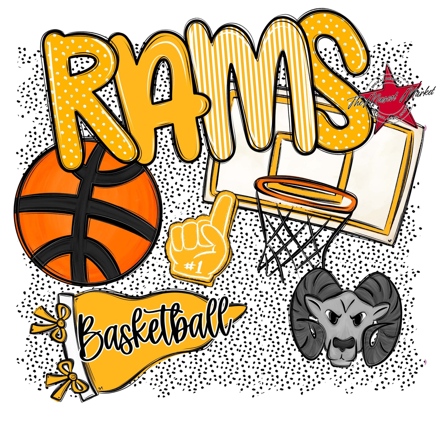 Rams Basketball Spirit-Yellow