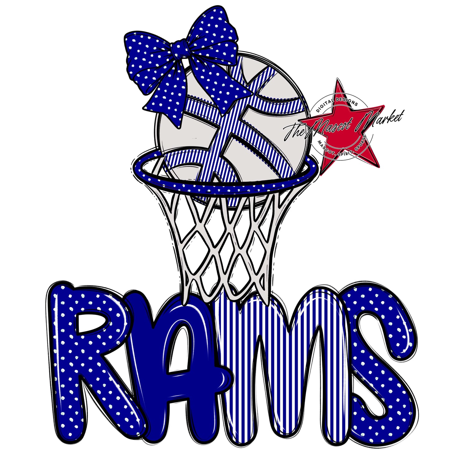Rams Basketball Spirit Design-Blue