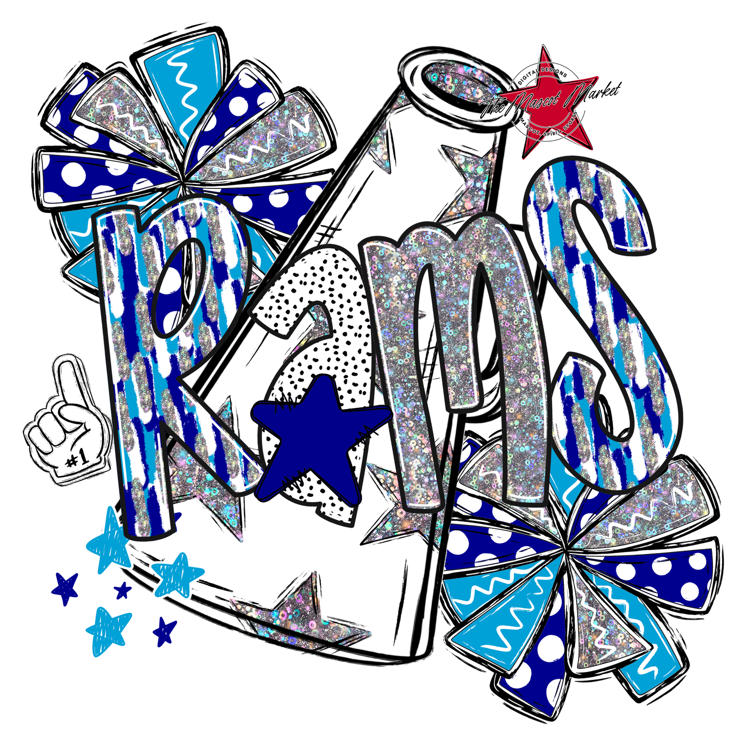 Rams Cheer Megaphone Scrape-Blue-Carolina Blue