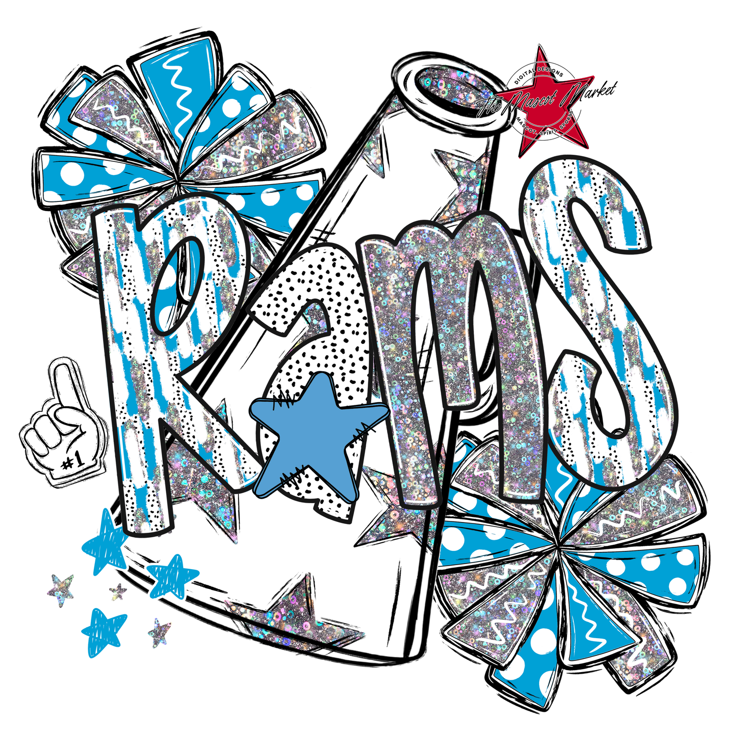 Rams Cheer Megaphone Scrape-Carolina Blue