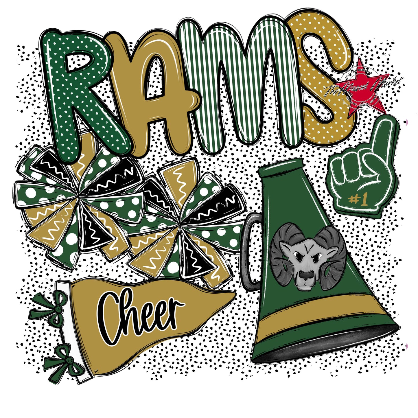 Rams Cheer Spirit-Green & Gold