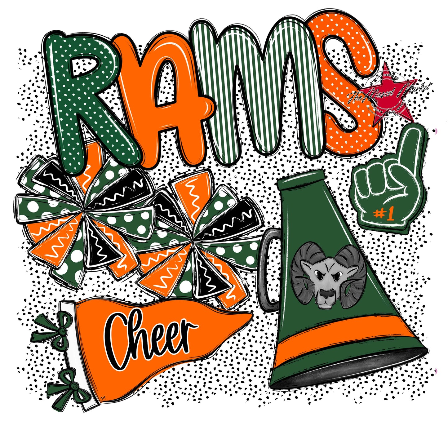 Rams Cheer Spirit-Green & Orange