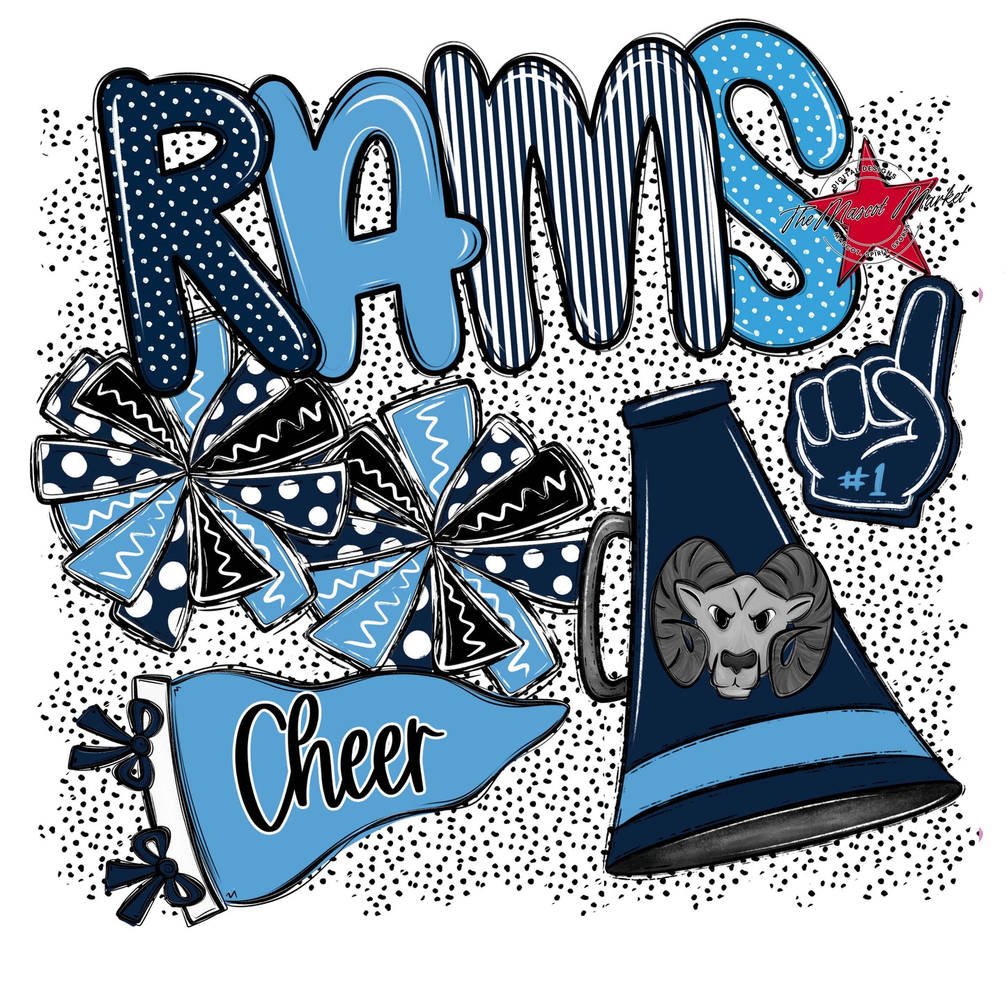 Rams Cheer Spirit-Navy & Carolina Blue