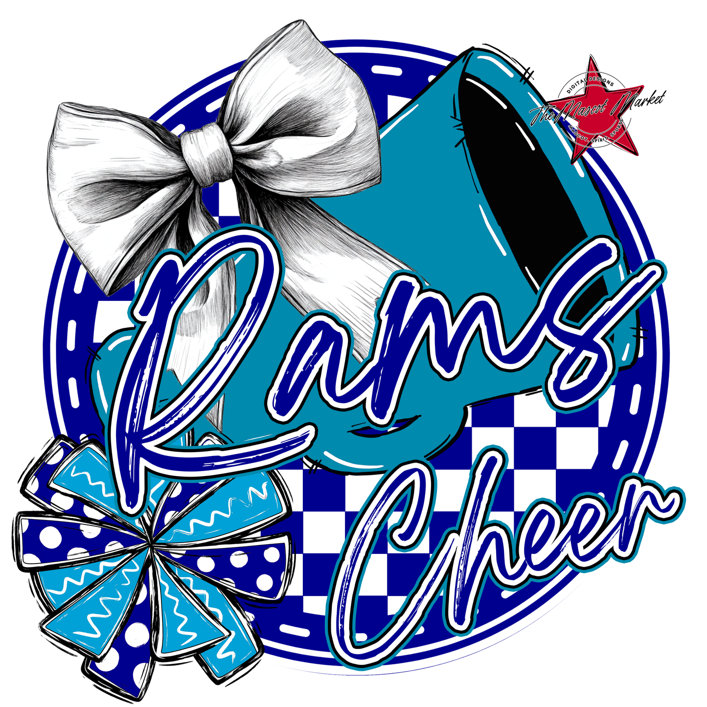 Rams Circle Cheer Design-Blue-Carolina Blue