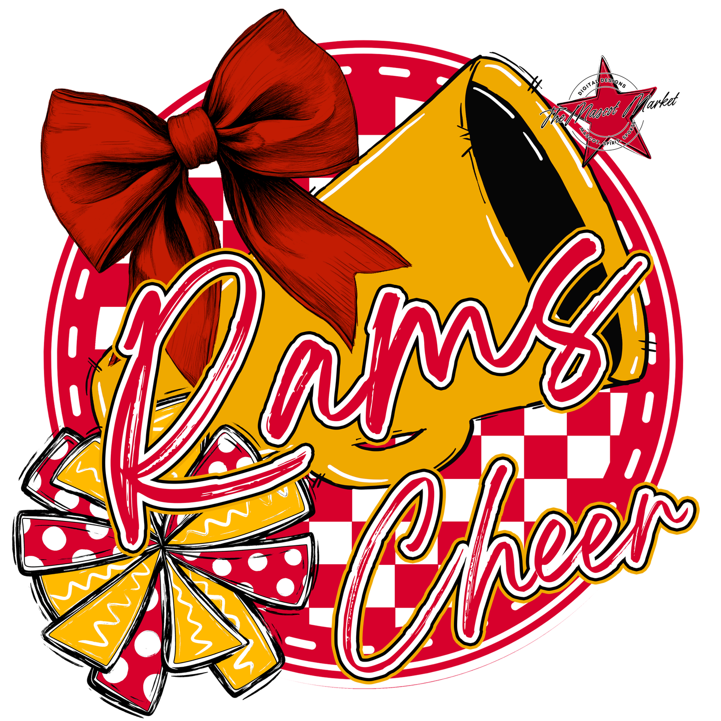 Rams Circle Cheer Design-Red-Yellow