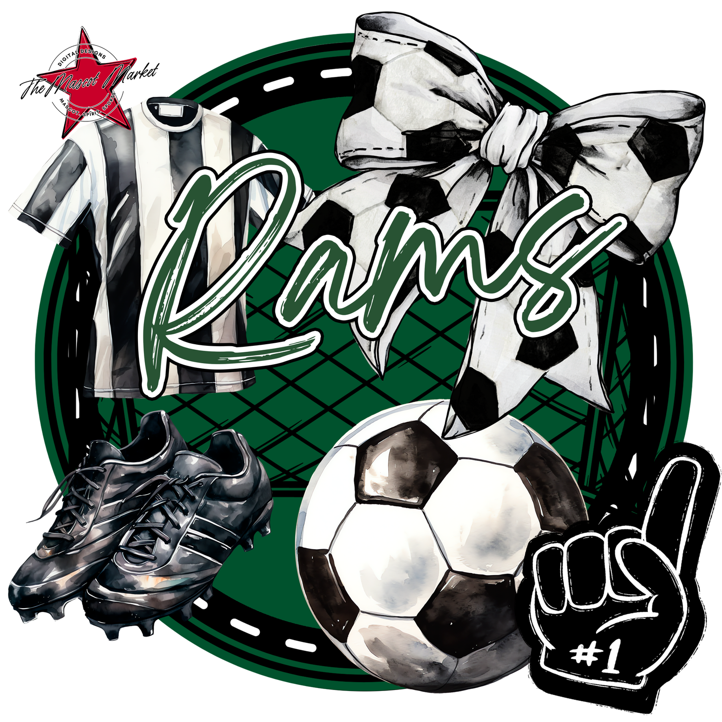 Rams Circle Soccer Design-Green
