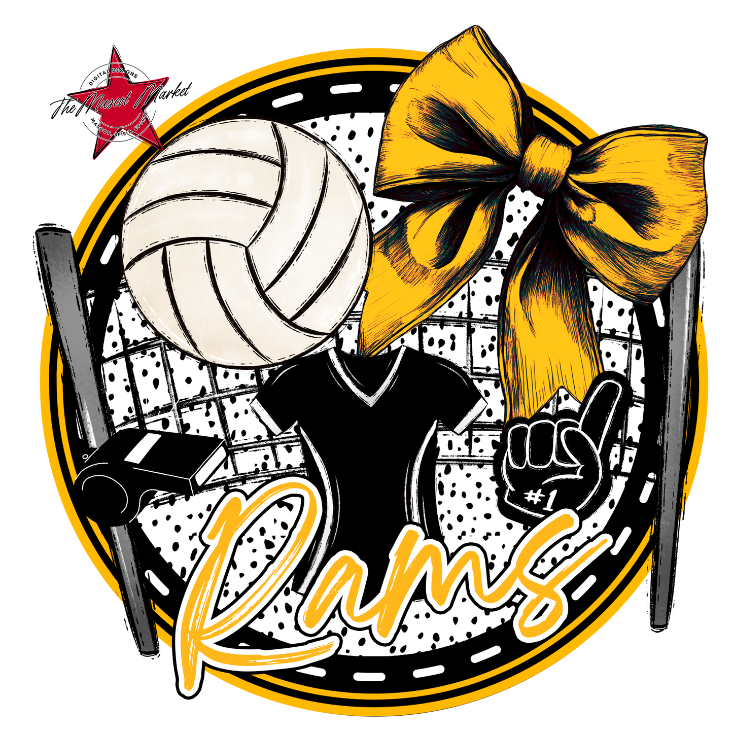 Rams Circle Volleyball Design-Yellow
