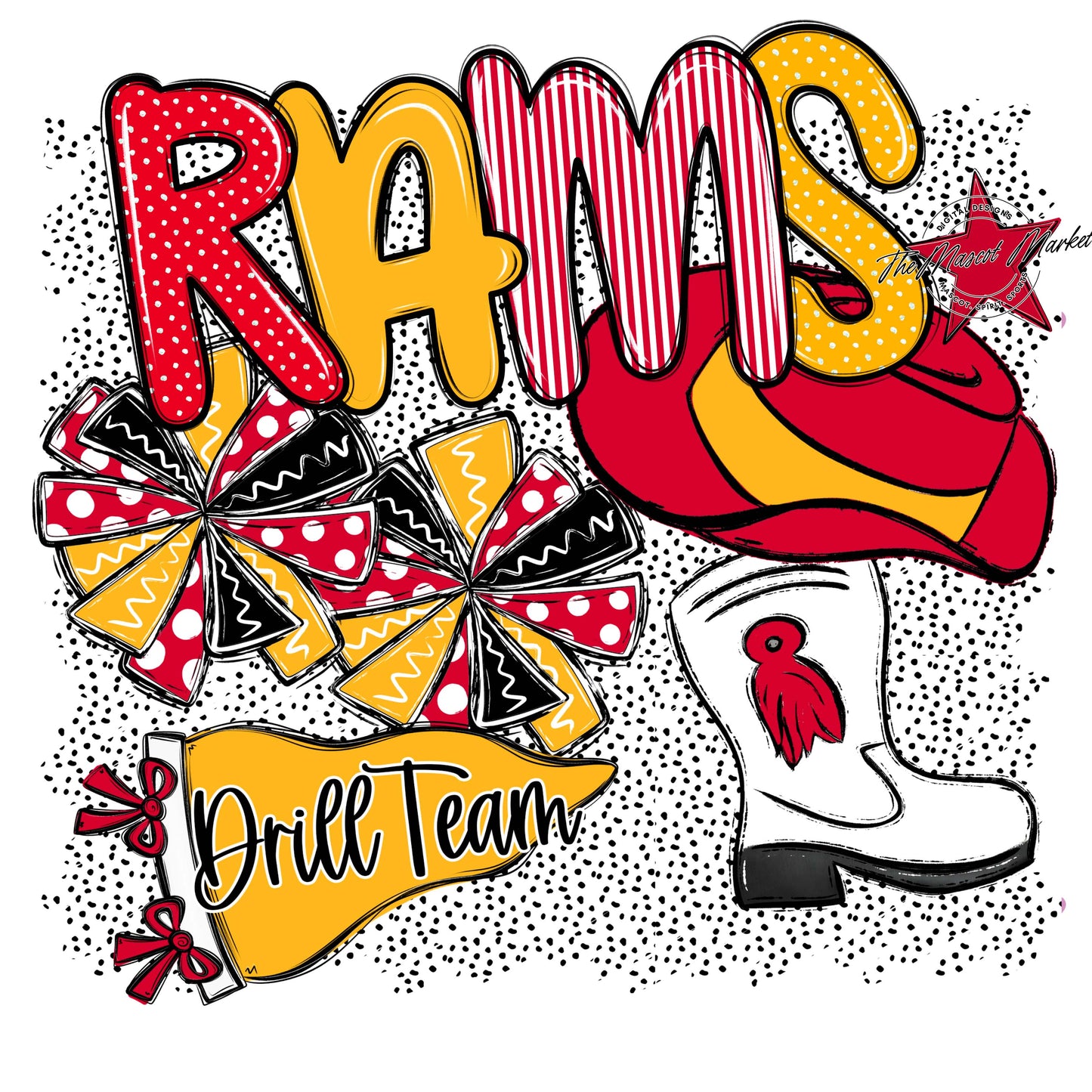 Rams Drillteam Spirit-Red & Yellow