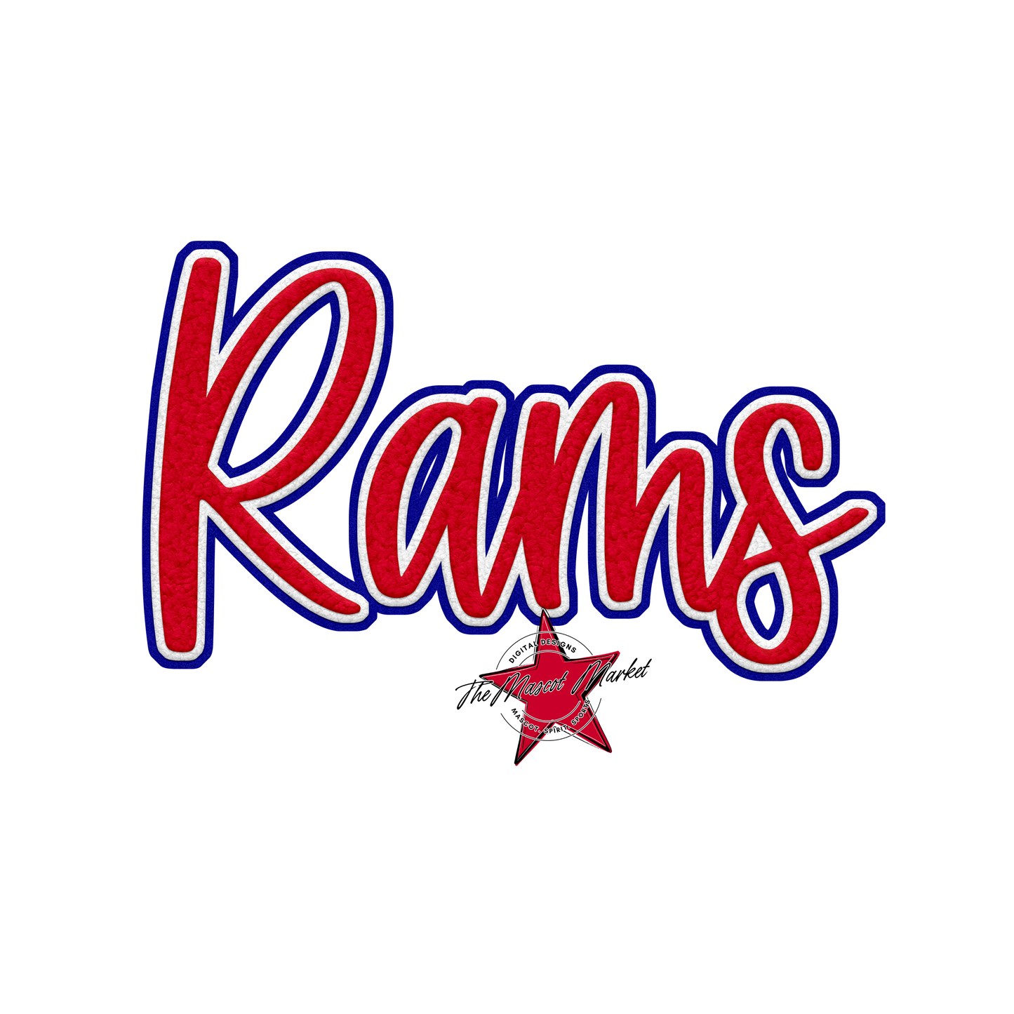 Rams Faux Chenille Patch-Blue-Red