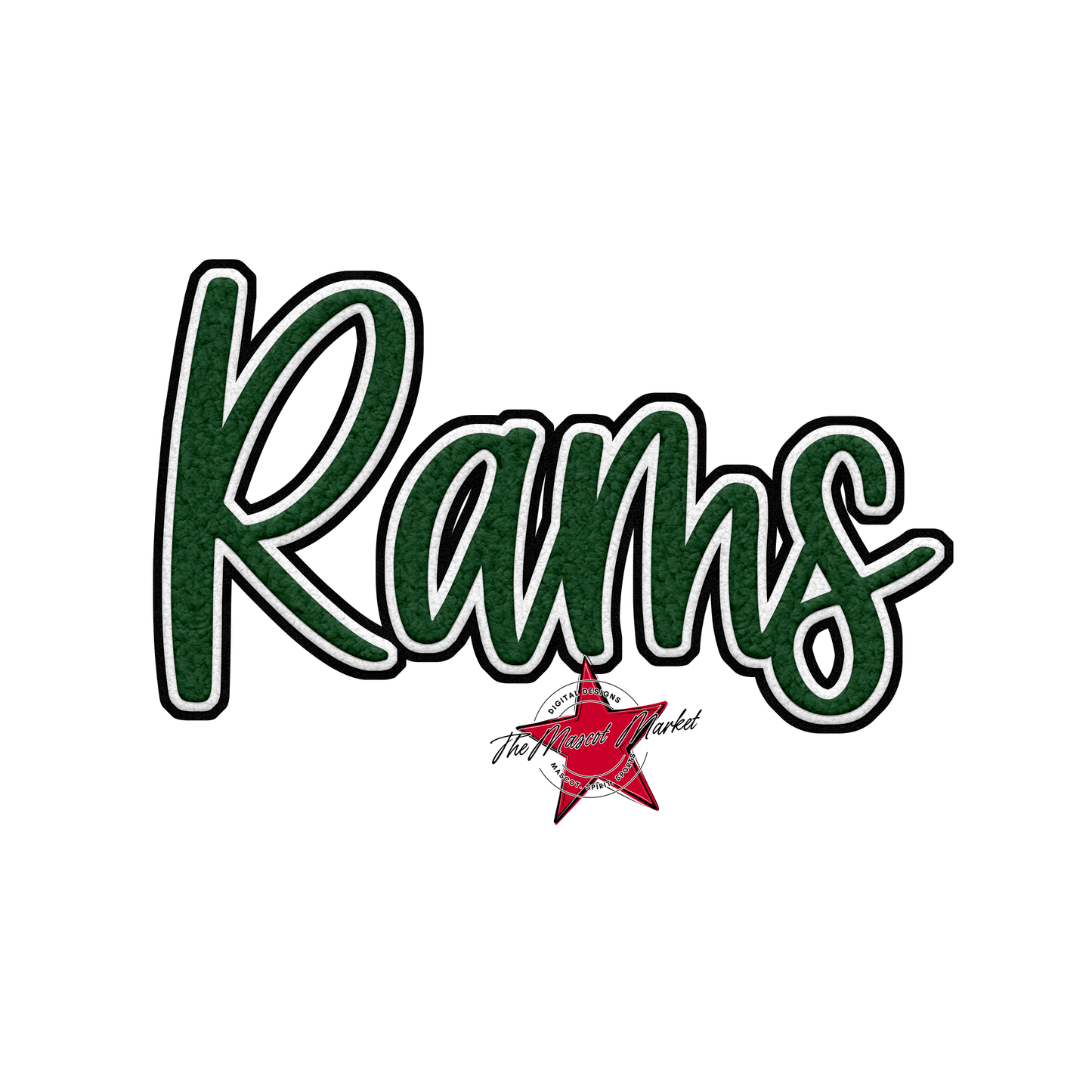 Rams Faux Chenille Patch-Green