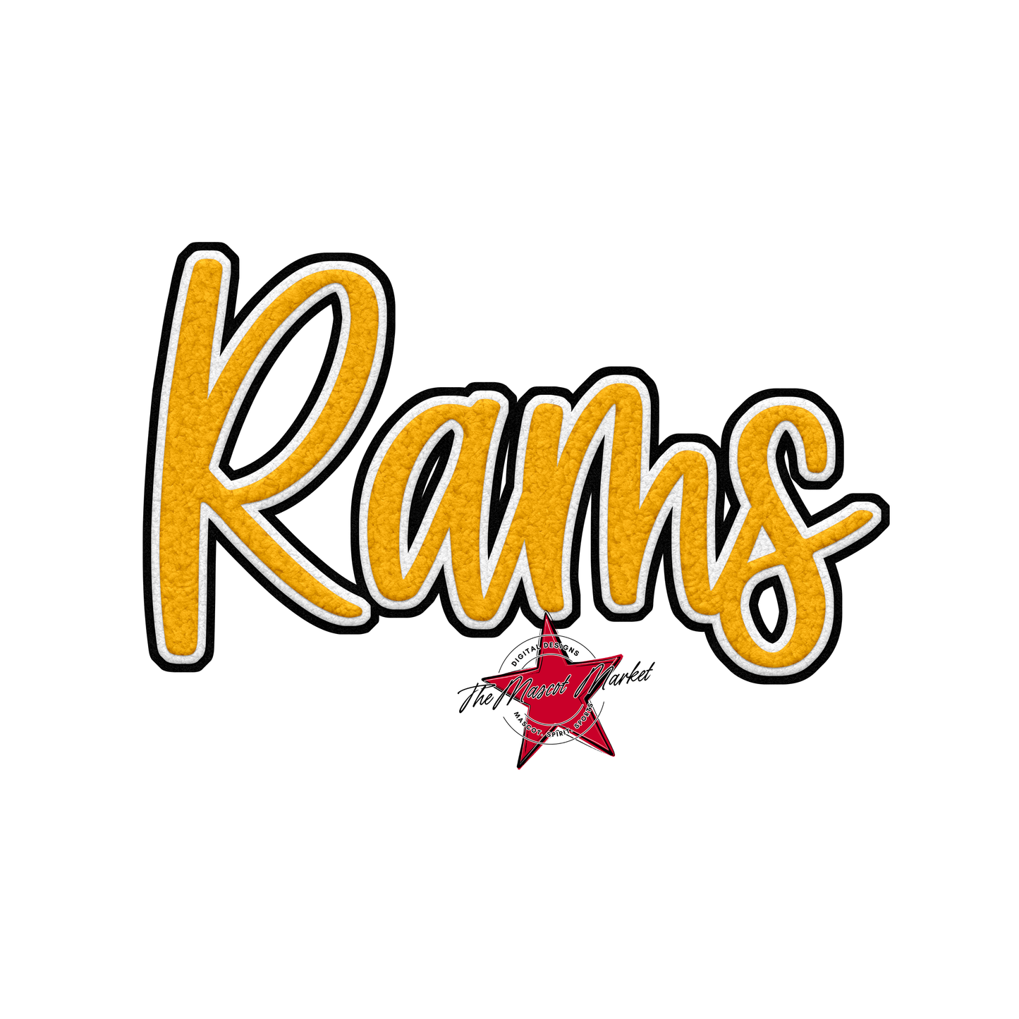 Rams Faux Chenille Patch-Yellow