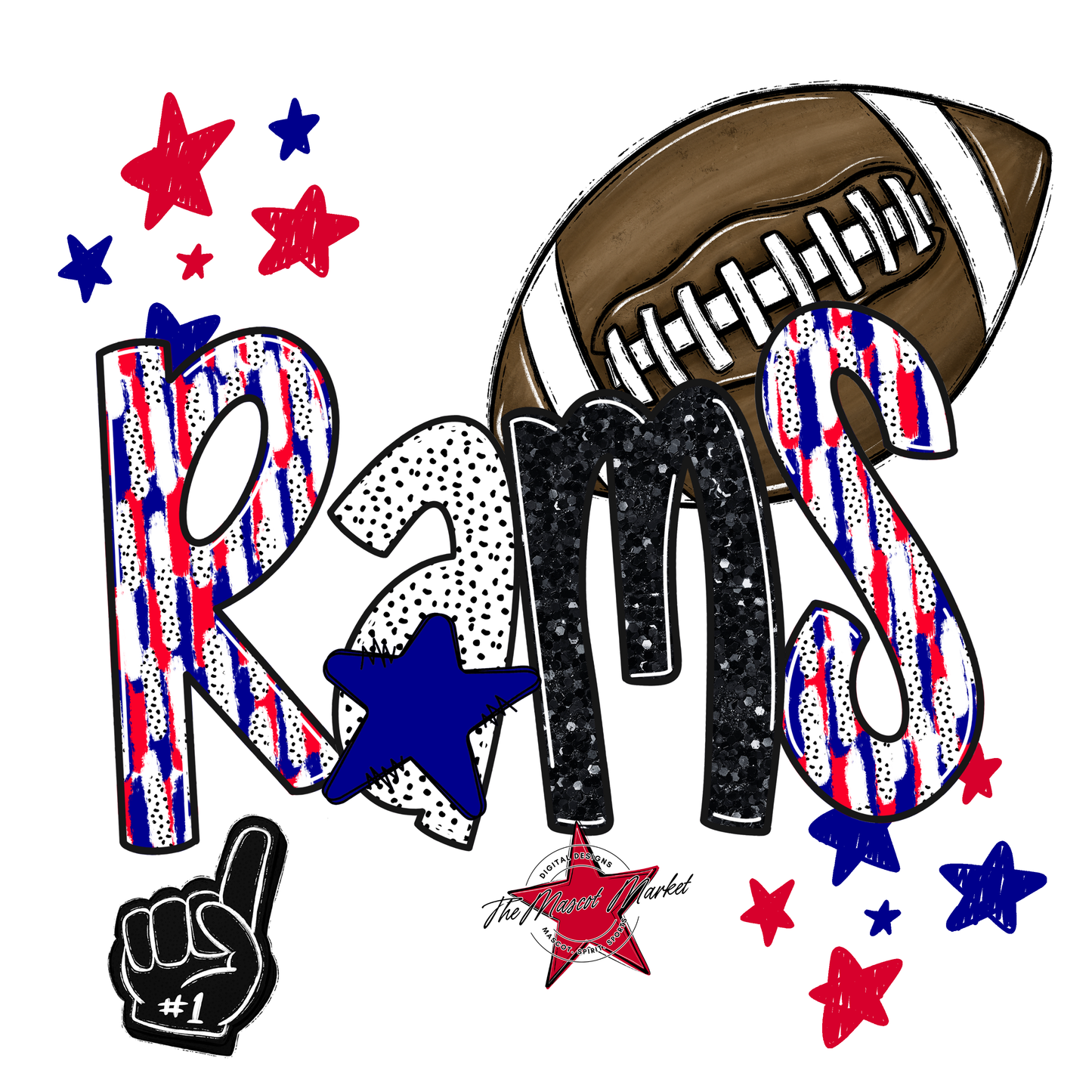 Rams Football Scrape-Blue-Red