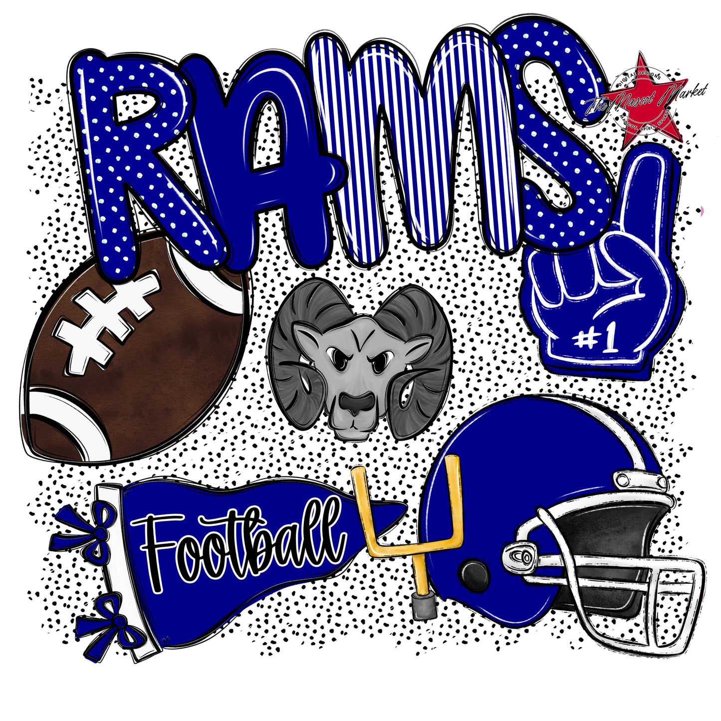 Rams Football Spirit-Blue