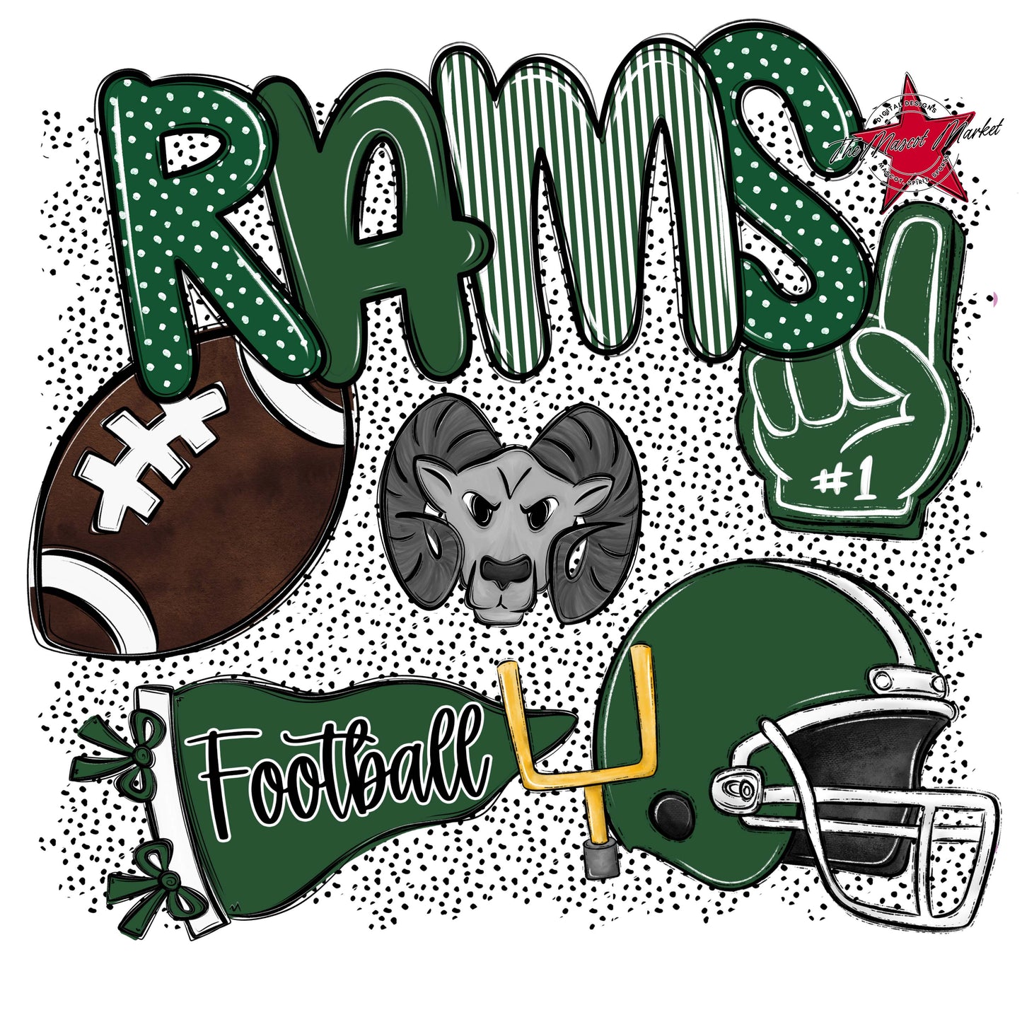 Rams Football Spirit-Green