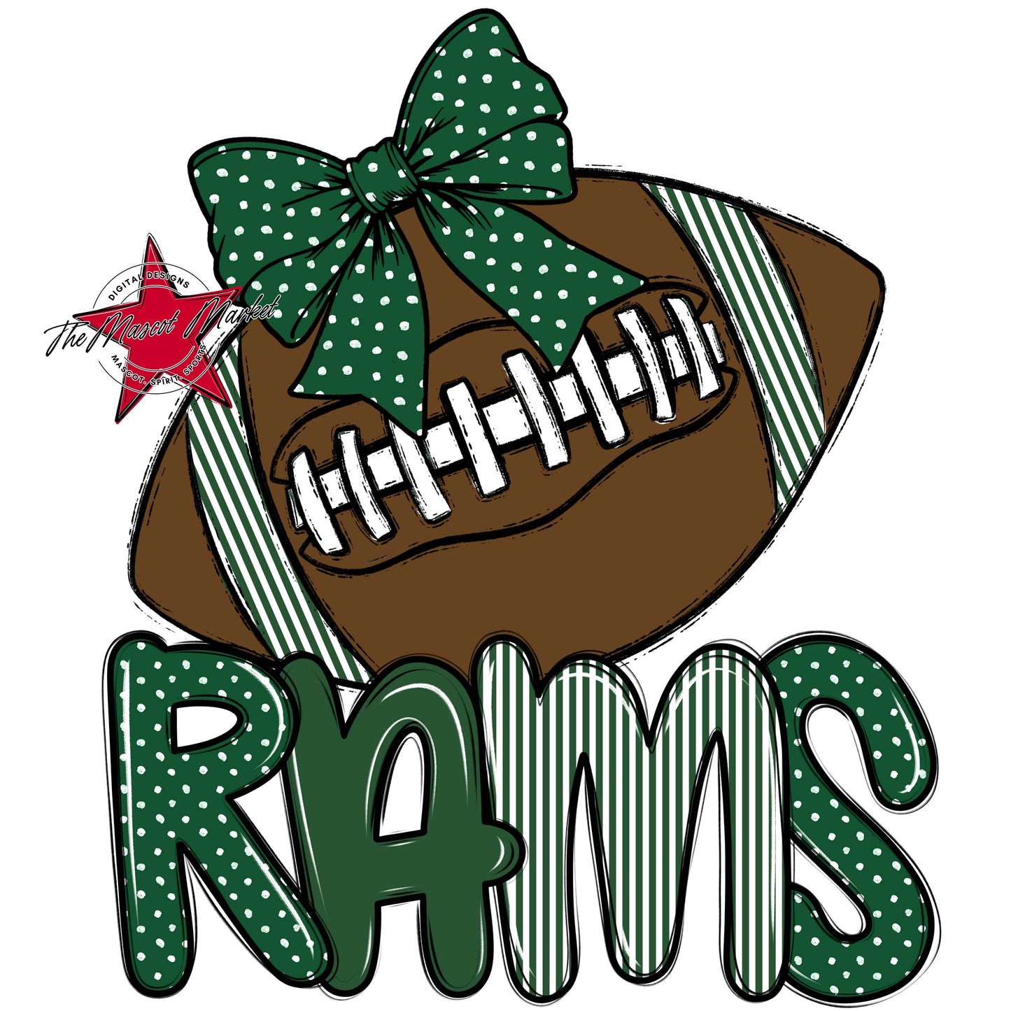 Rams Football Spirit Design-Green